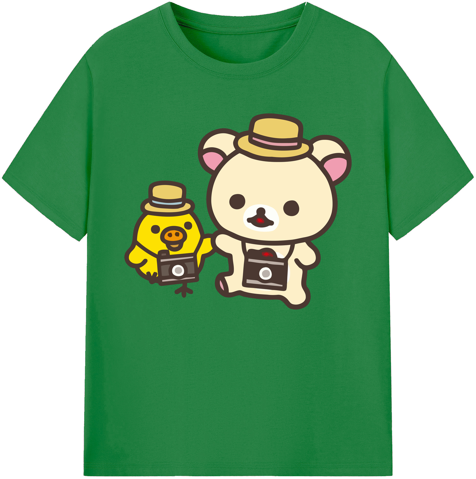 （画像用） リラックマ リラックマ キイロイトリ Rilakkuma Korilakkuma Kiiroitori 綿100％ メンズ半袖Tシャツ｜肌触りやわらか＆通気性