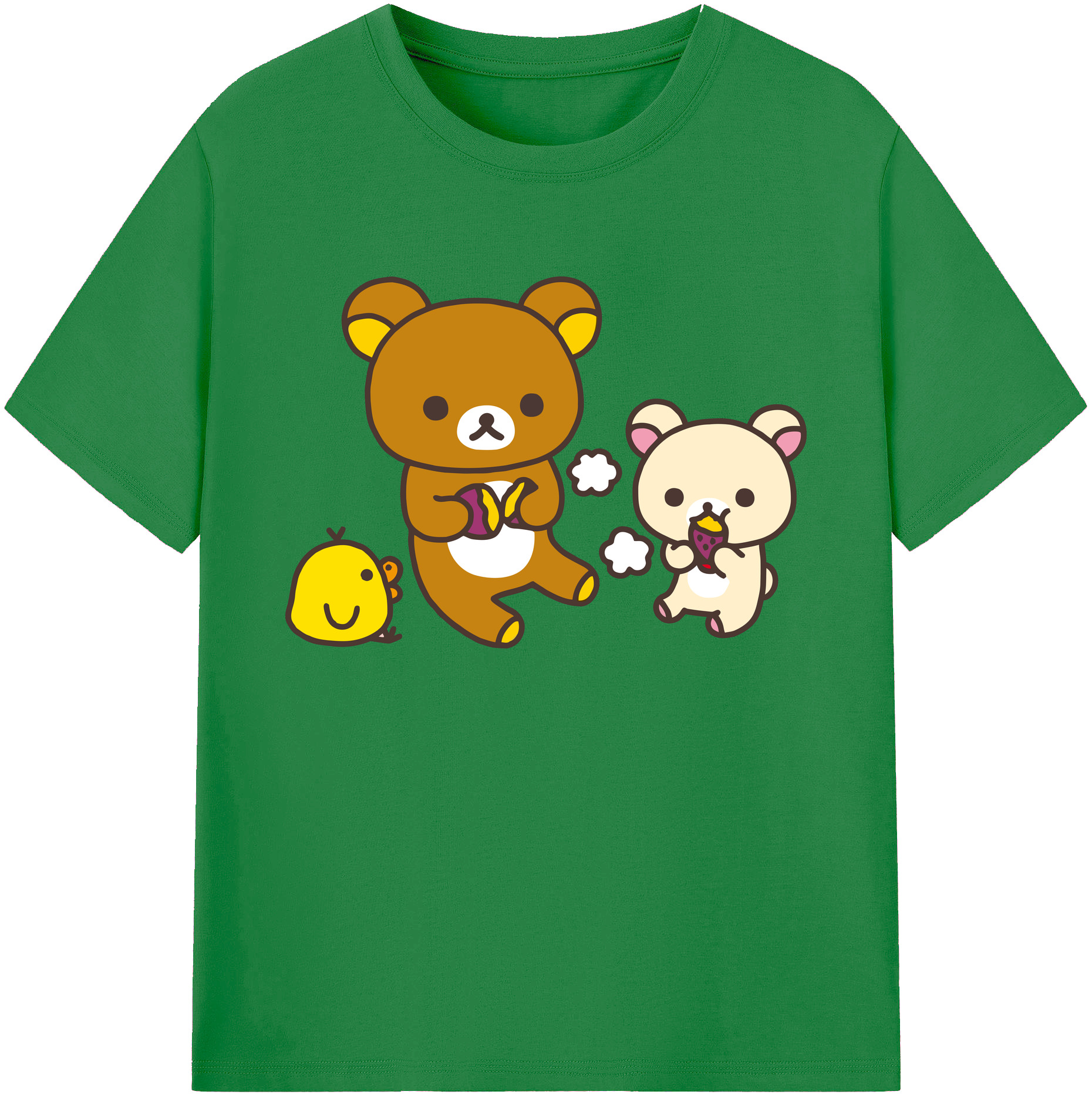 （画像用） リラックマ リラックマ キイロイトリ Rilakkuma Korilakkuma Kiiroitori 綿100％ メンズ半袖Tシャツ｜肌触りやわらか＆通気性
