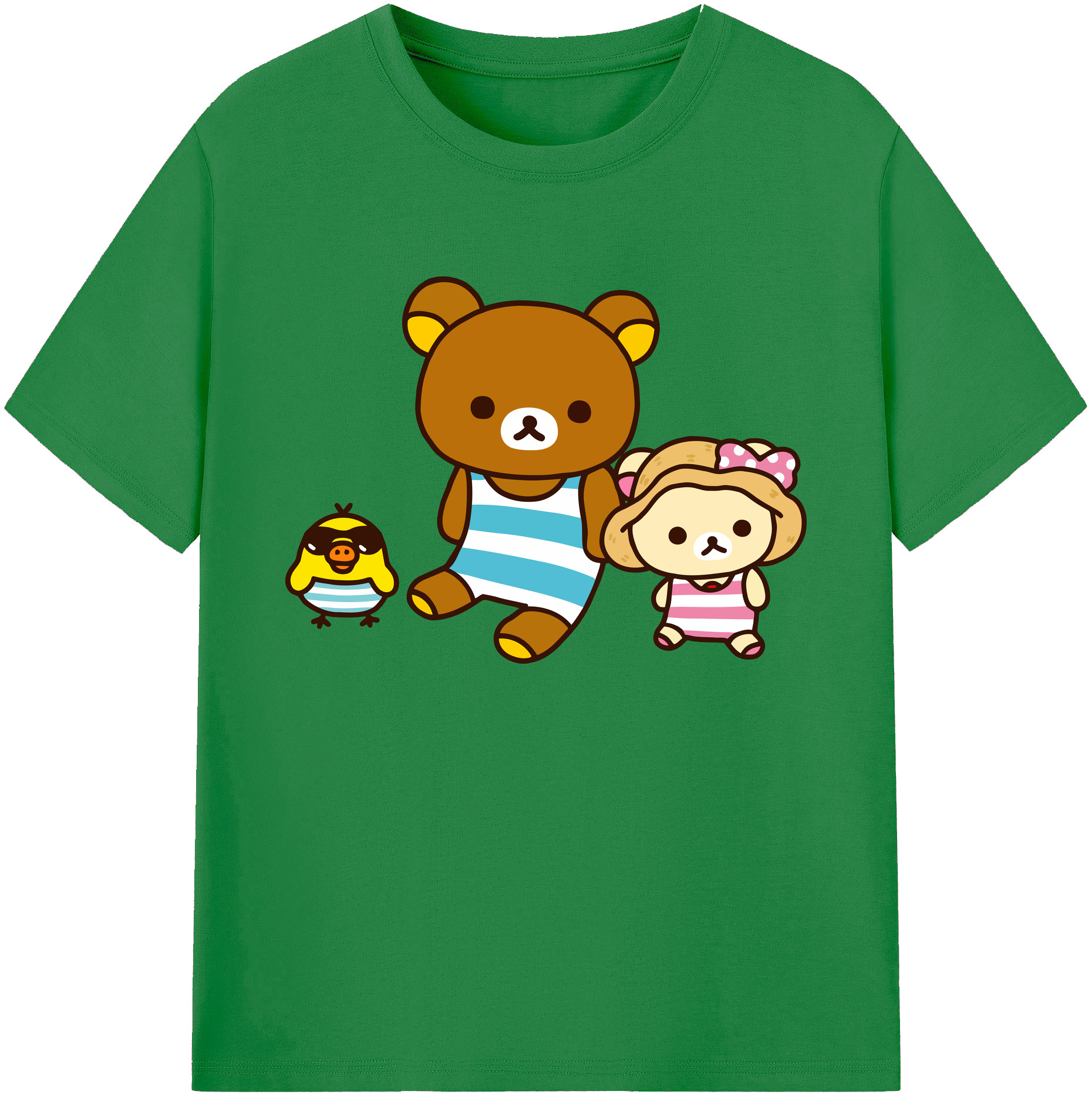 （画像用） リラックマ リラックマ キイロイトリ Rilakkuma Korilakkuma Kiiroitori 綿100％ メンズ半袖Tシャツ｜肌触りやわらか＆通気性