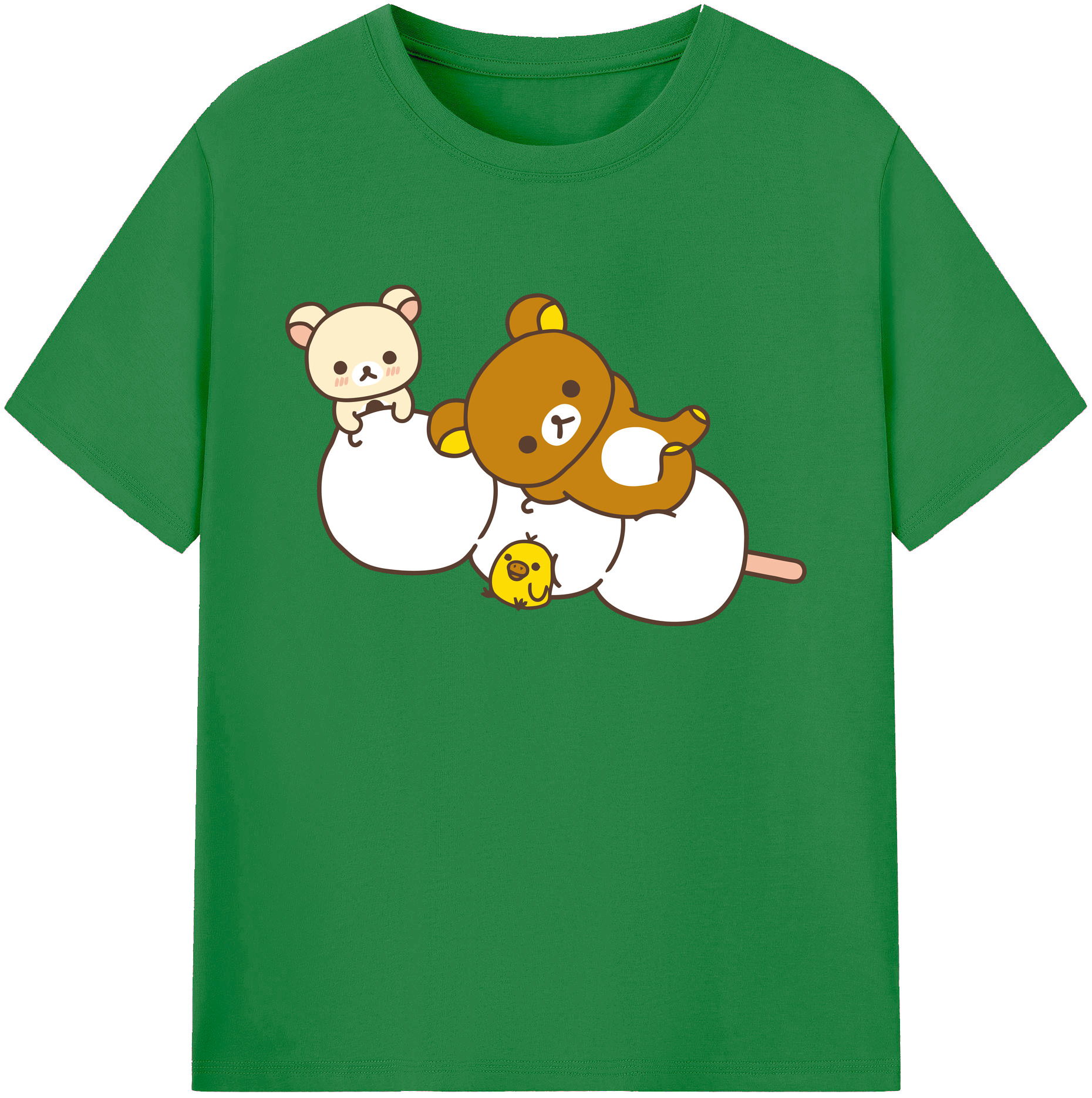 （画像用） リラックマ リラックマ キイロイトリ Rilakkuma Korilakkuma Kiiroitori 綿100％ メンズ半袖Tシャツ｜肌触りやわらか＆通気性