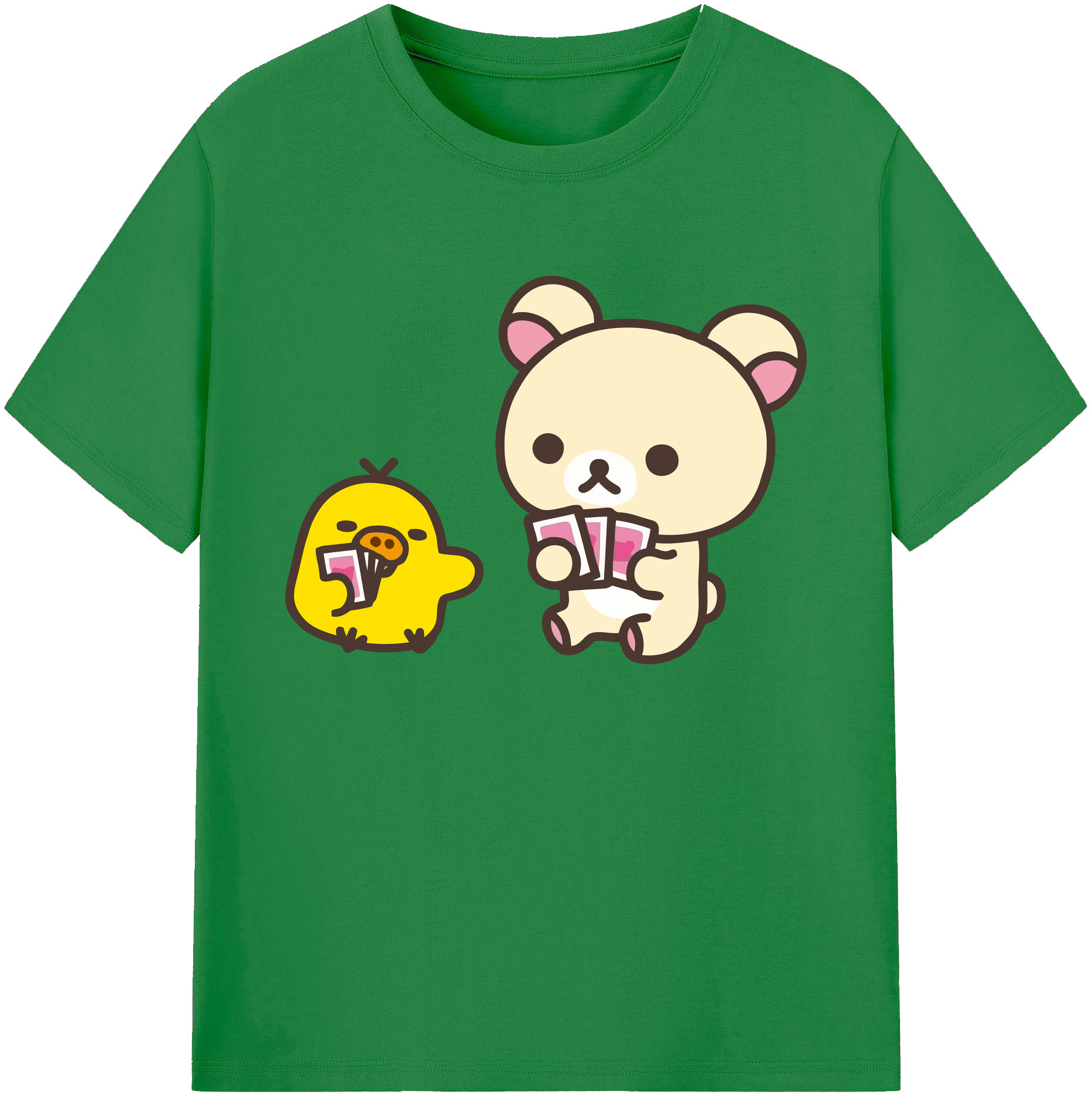 （画像用） リラックマ リラックマ キイロイトリ Rilakkuma Korilakkuma Kiiroitori 綿100％ メンズ半袖Tシャツ｜肌触りやわらか＆通気性