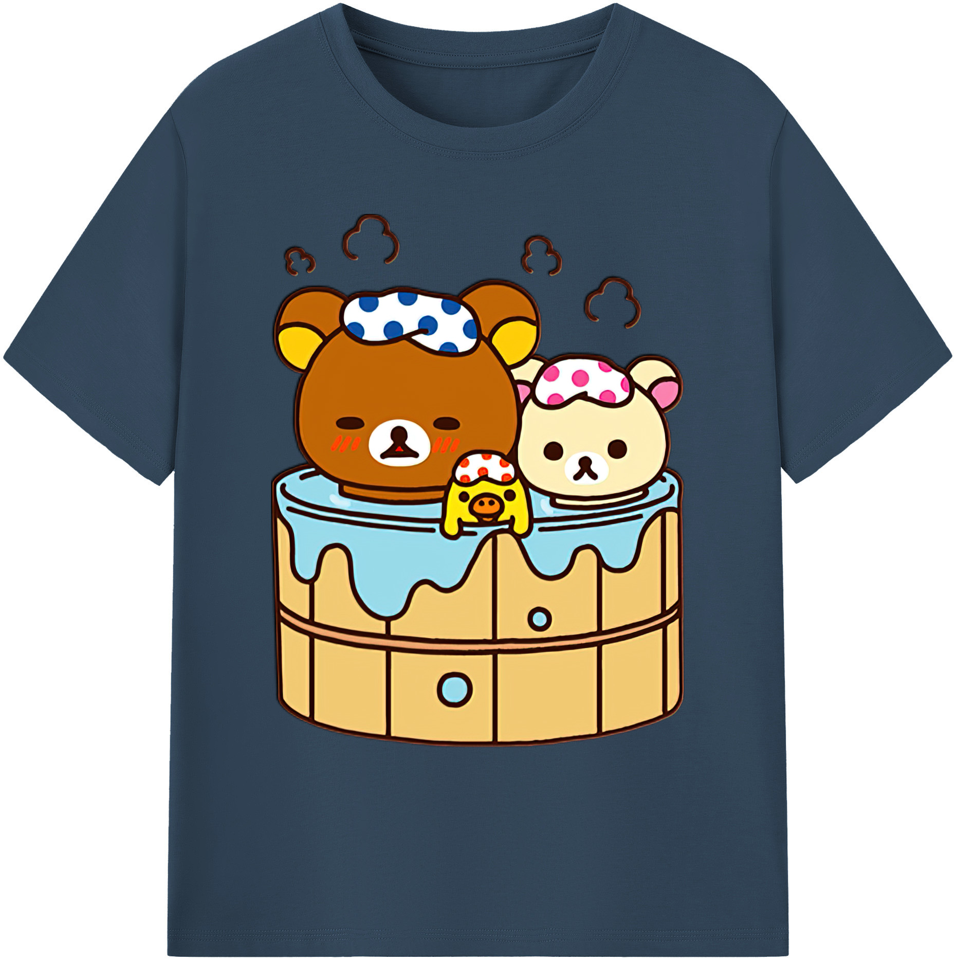 （画像用） リラックマ リラックマ キイロイトリ Rilakkuma Korilakkuma Kiiroitori 綿100％ メンズ半袖Tシャツ｜肌触りやわらか＆通気性