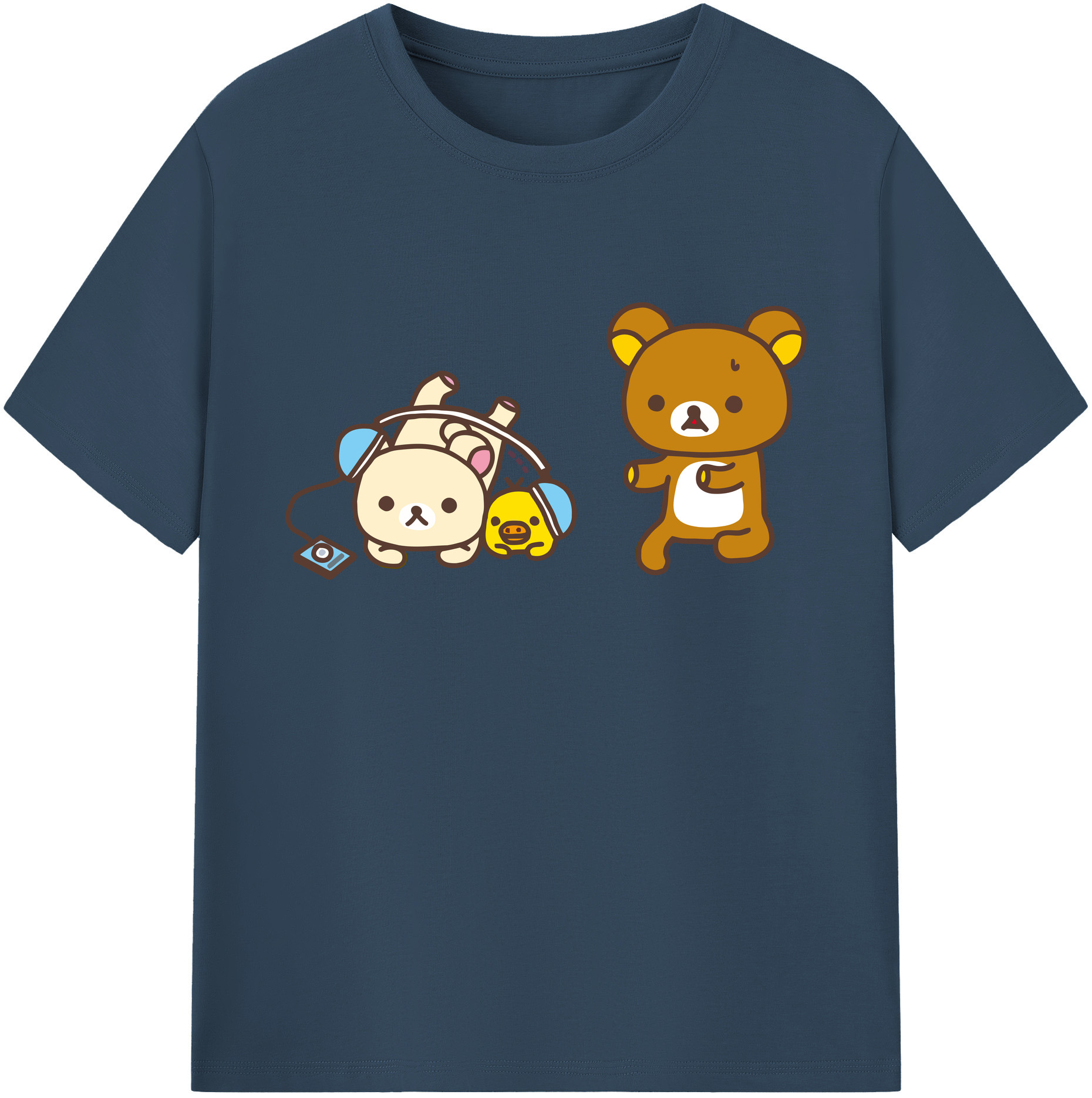 （画像用） リラックマ リラックマ キイロイトリ Rilakkuma Korilakkuma Kiiroitori 綿100％ メンズ半袖Tシャツ｜肌触りやわらか＆通気性