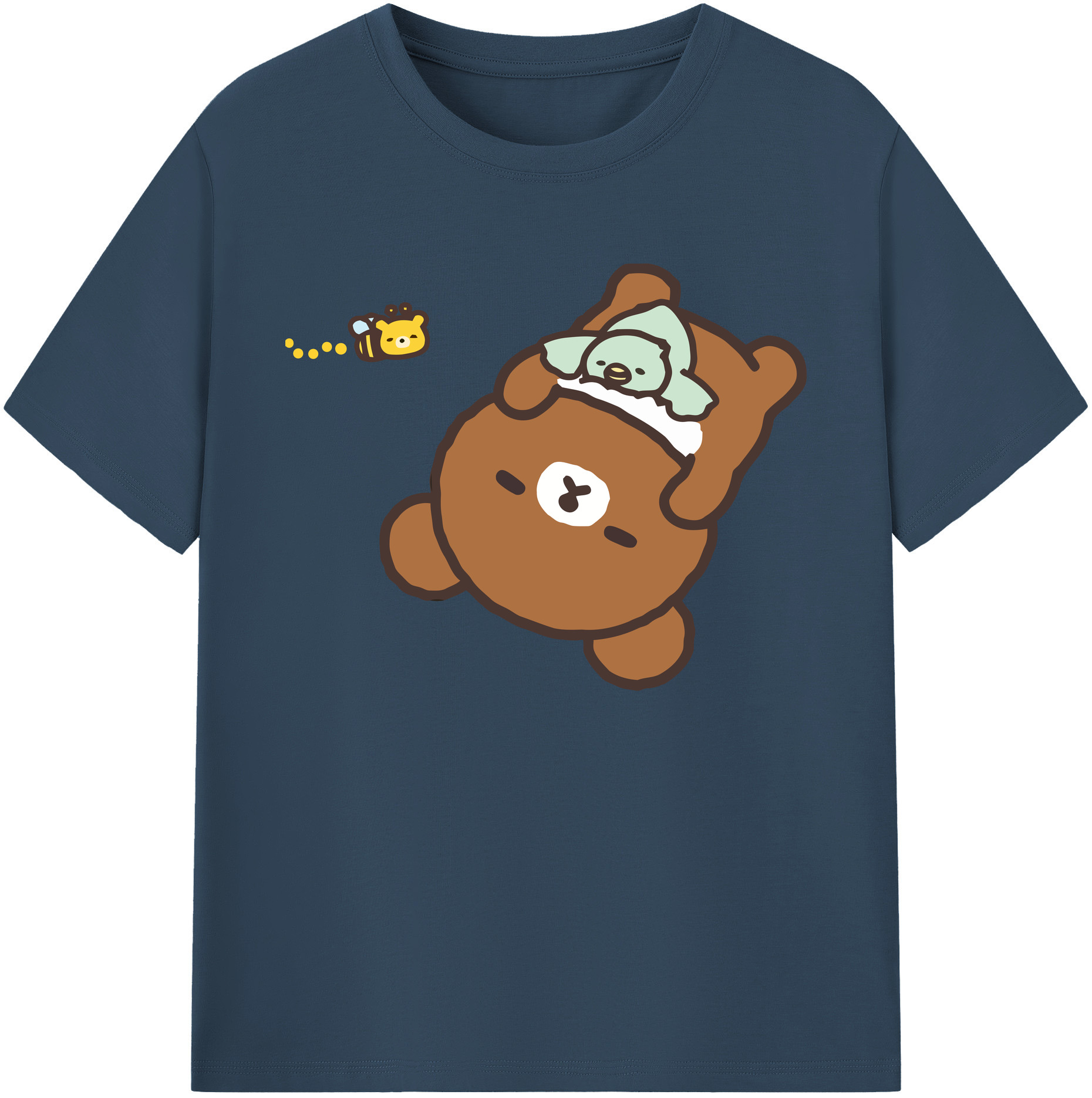（画像用） リラックマ リラックマ キイロイトリ Rilakkuma Korilakkuma Kiiroitori 綿100％ メンズ半袖Tシャツ｜肌触りやわらか＆通気性