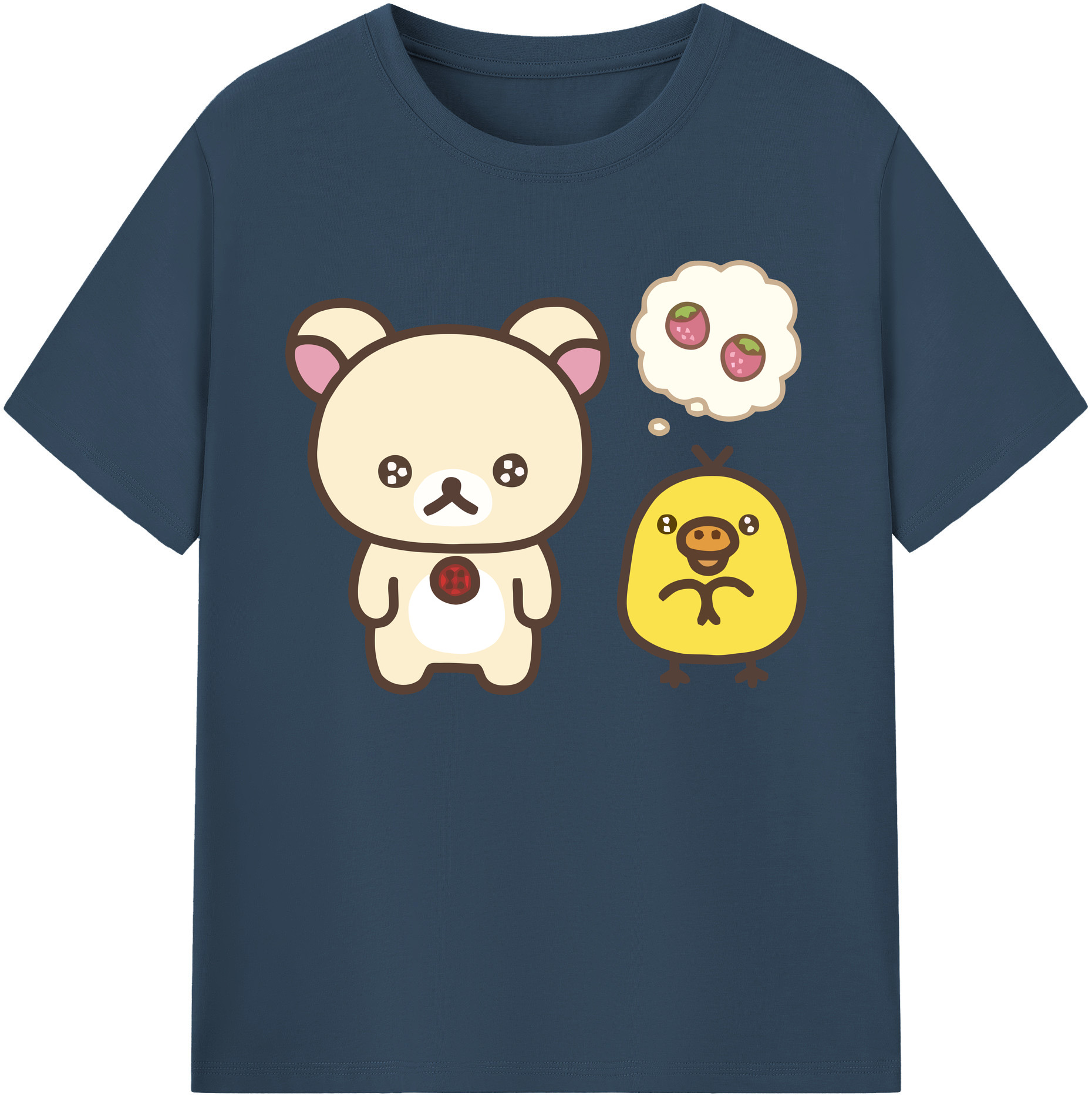 （画像用） リラックマ リラックマ キイロイトリ Rilakkuma Korilakkuma Kiiroitori 綿100％ メンズ半袖Tシャツ｜肌触りやわらか＆通気性