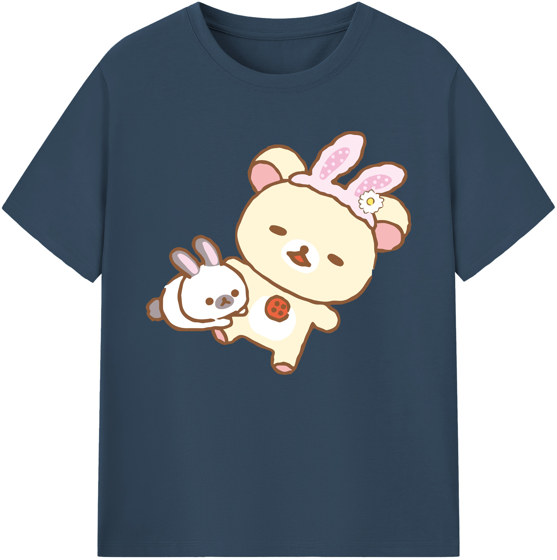 （画像用） リラックマ リラックマ キイロイトリ Rilakkuma Korilakkuma Kiiroitori 綿100％ メンズ半袖Tシャツ｜肌触りやわらか＆通気性
