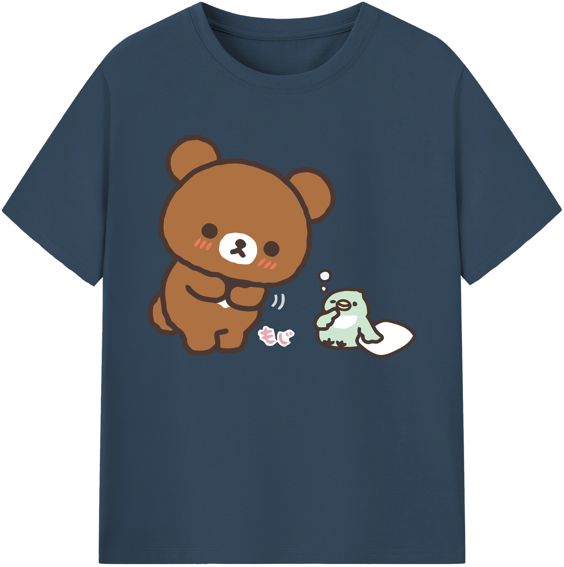 （画像用） リラックマ リラックマ キイロイトリ Rilakkuma Korilakkuma Kiiroitori 綿100％ メンズ半袖Tシャツ｜肌触りやわらか＆通気性