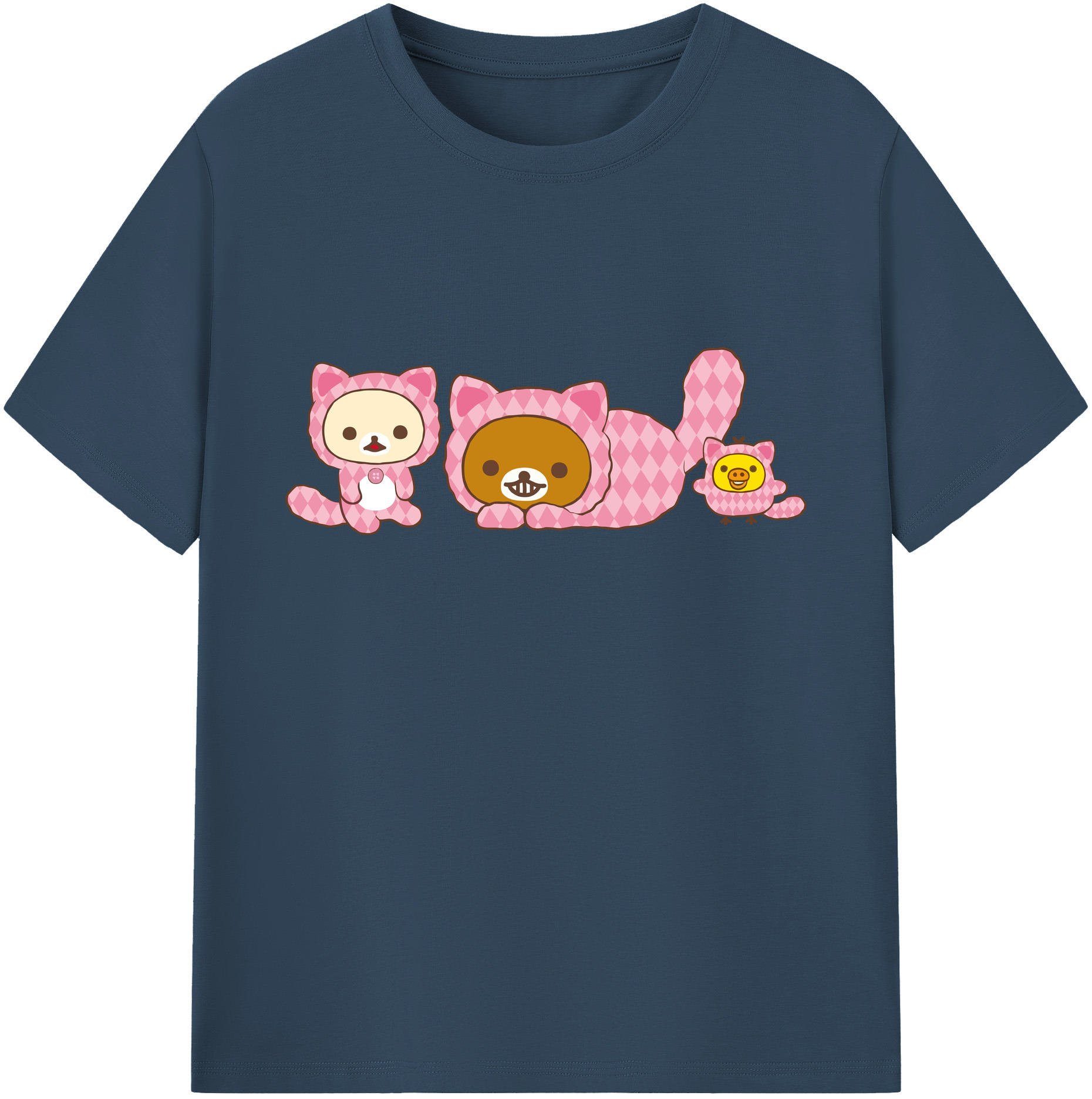 （画像用） リラックマ リラックマ キイロイトリ Rilakkuma Korilakkuma Kiiroitori 綿100％ メンズ半袖Tシャツ｜肌触りやわらか＆通気性