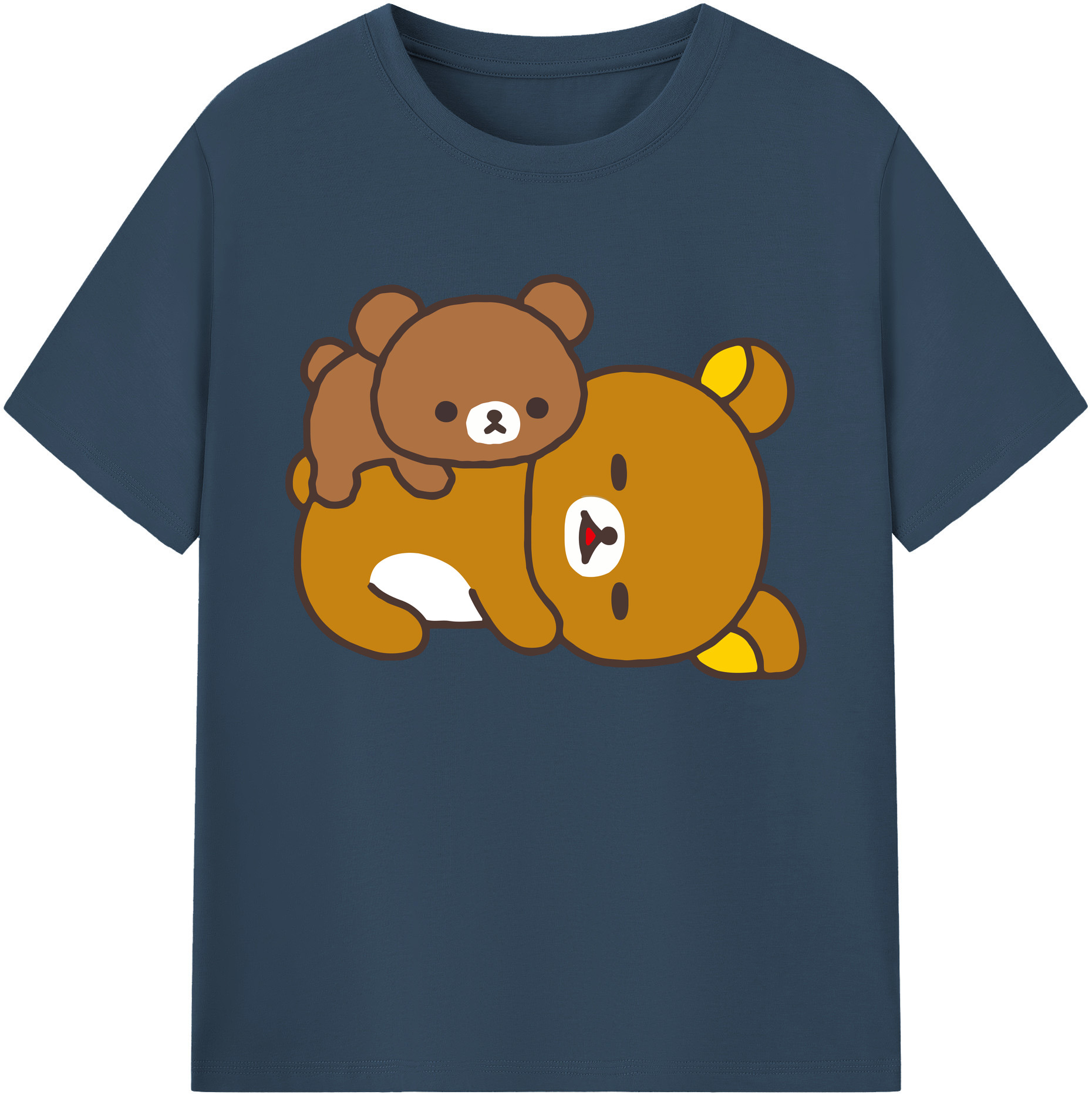 （画像用） リラックマ リラックマ キイロイトリ Rilakkuma Korilakkuma Kiiroitori 綿100％ メンズ半袖Tシャツ｜肌触りやわらか＆通気性
