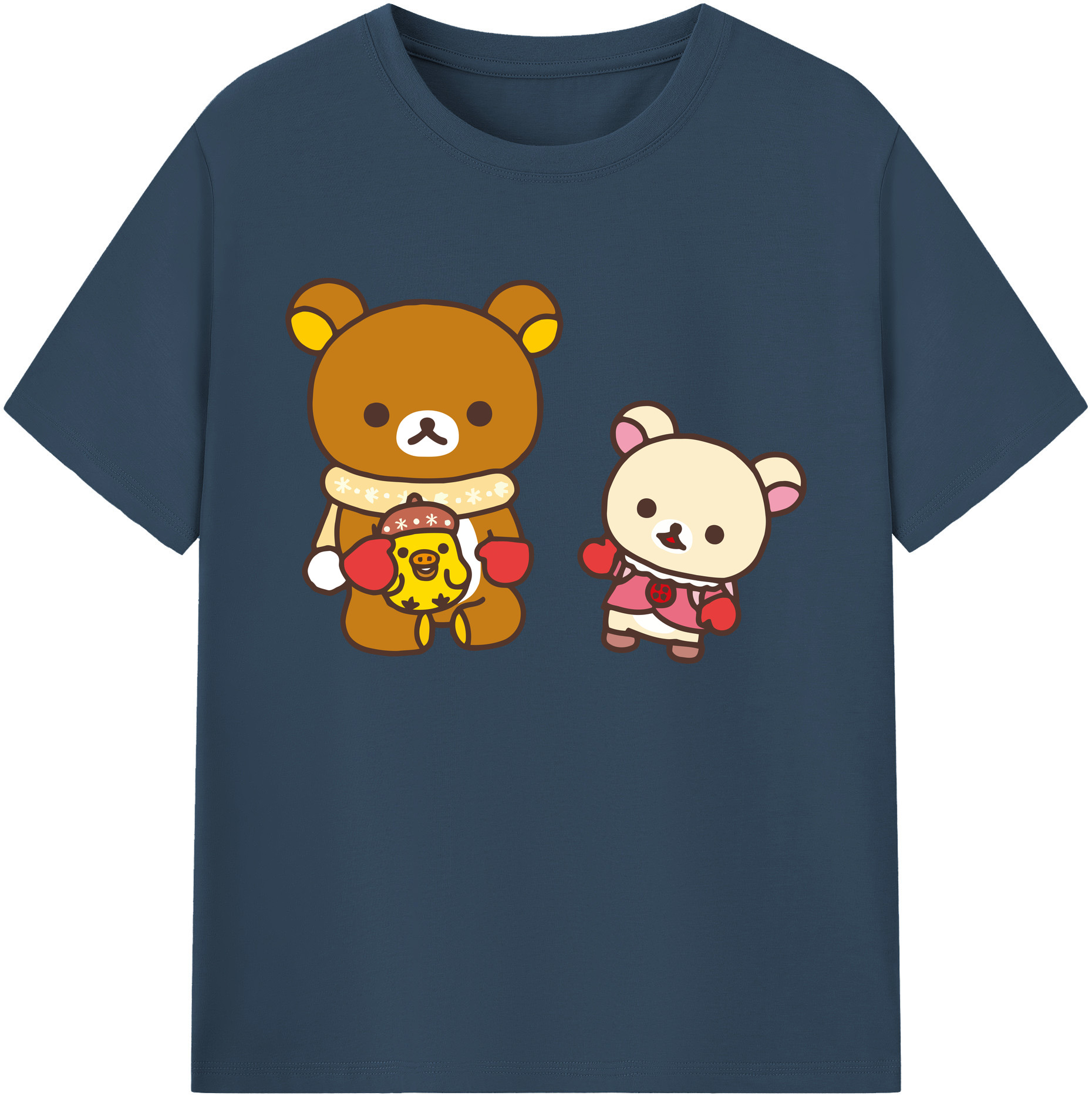 （画像用） リラックマ リラックマ キイロイトリ Rilakkuma Korilakkuma Kiiroitori 綿100％ メンズ半袖Tシャツ｜肌触りやわらか＆通気性
