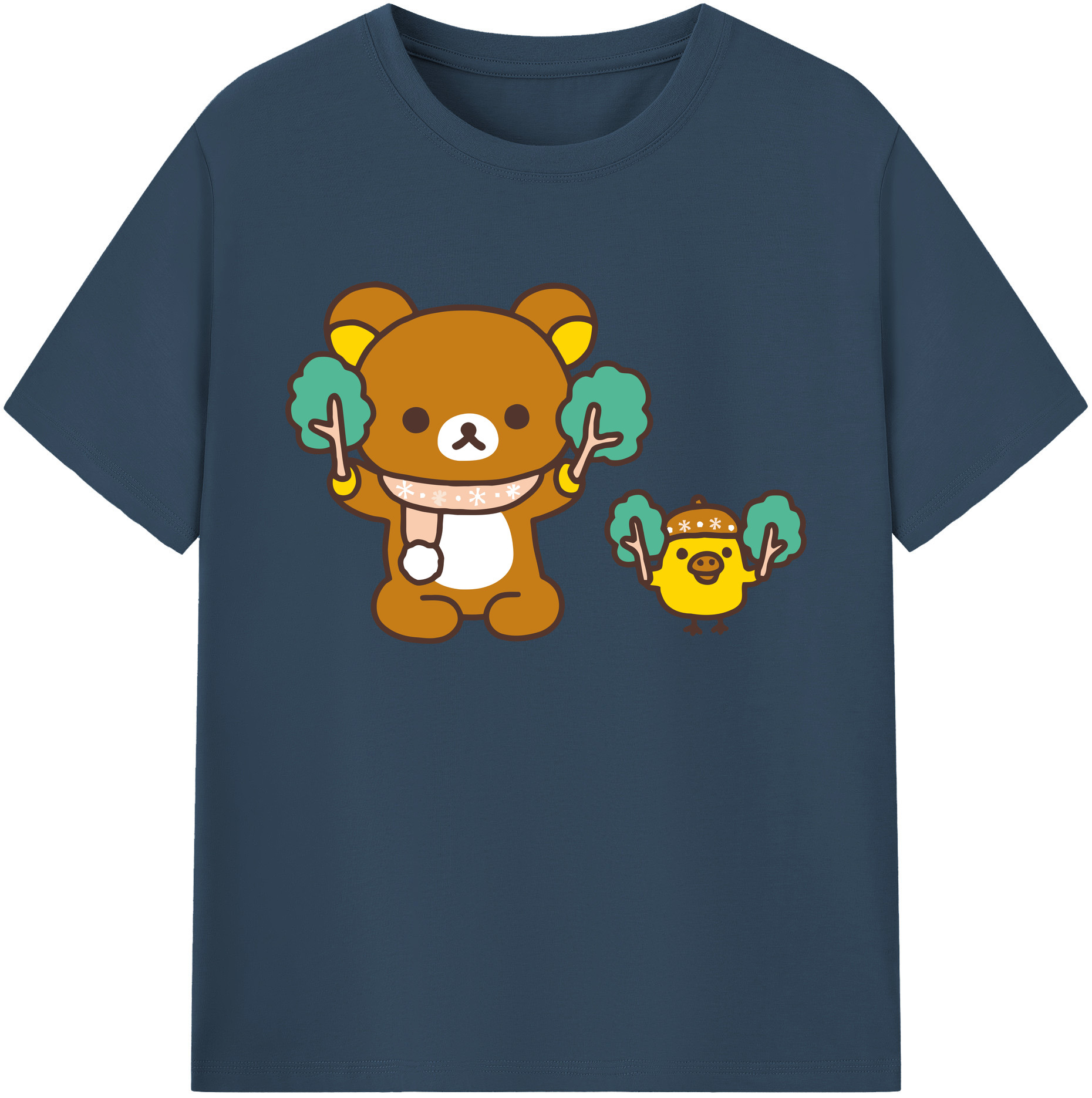 （画像用） リラックマ リラックマ キイロイトリ Rilakkuma Korilakkuma Kiiroitori 綿100％ メンズ半袖Tシャツ｜肌触りやわらか＆通気性