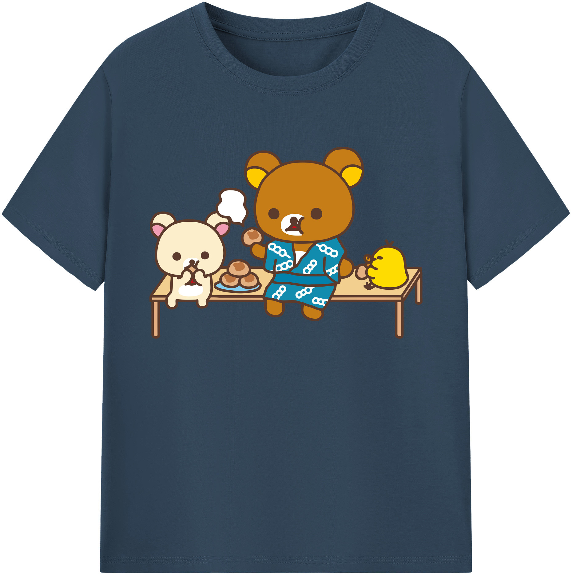 （画像用） リラックマ リラックマ キイロイトリ Rilakkuma Korilakkuma Kiiroitori 綿100％ メンズ半袖Tシャツ｜肌触りやわらか＆通気性