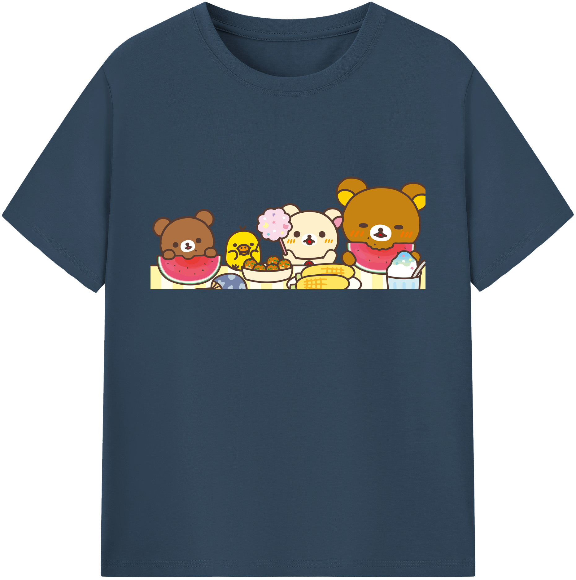 （画像用） リラックマ リラックマ キイロイトリ Rilakkuma Korilakkuma Kiiroitori 綿100％ メンズ半袖Tシャツ｜肌触りやわらか＆通気性