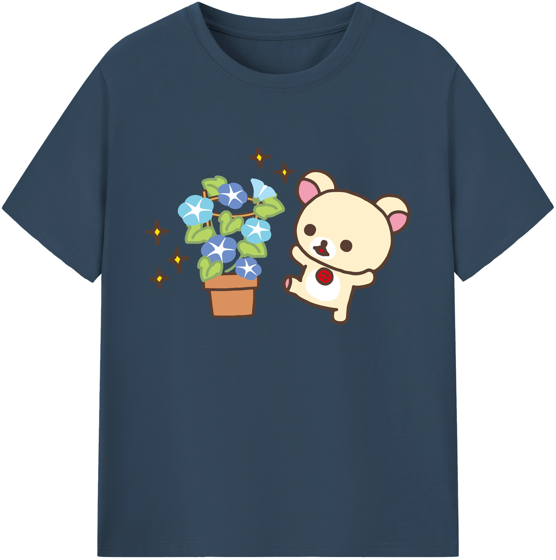 （画像用） リラックマ リラックマ キイロイトリ Rilakkuma Korilakkuma Kiiroitori 綿100％ メンズ半袖Tシャツ｜肌触りやわらか＆通気性
