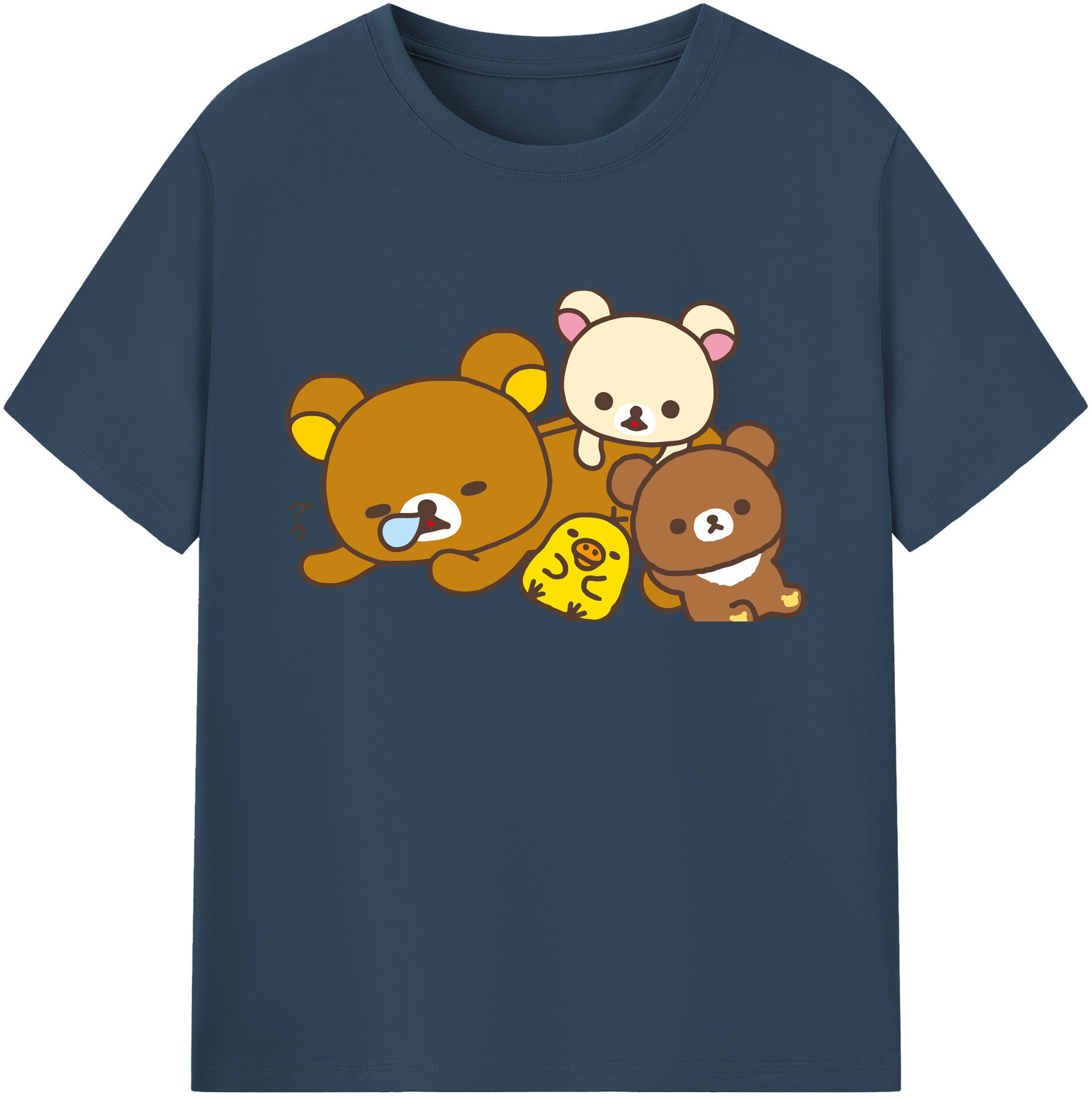 （画像用） リラックマ リラックマ キイロイトリ Rilakkuma Korilakkuma Kiiroitori 綿100％ メンズ半袖Tシャツ｜肌触りやわらか＆通気性