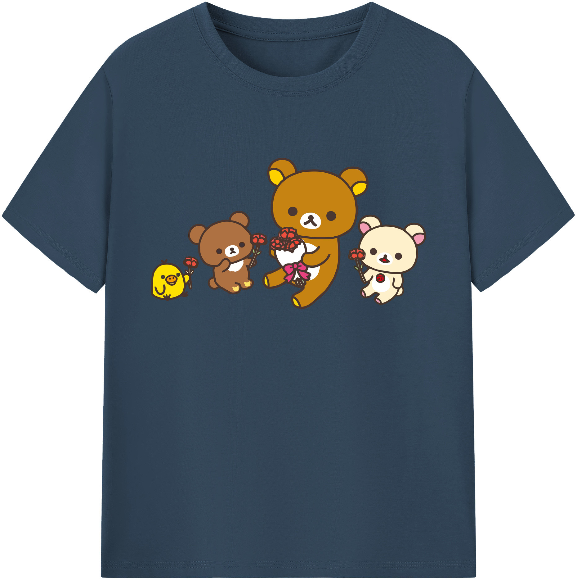 （画像用） リラックマ リラックマ キイロイトリ Rilakkuma Korilakkuma Kiiroitori 綿100％ メンズ半袖Tシャツ｜肌触りやわらか＆通気性