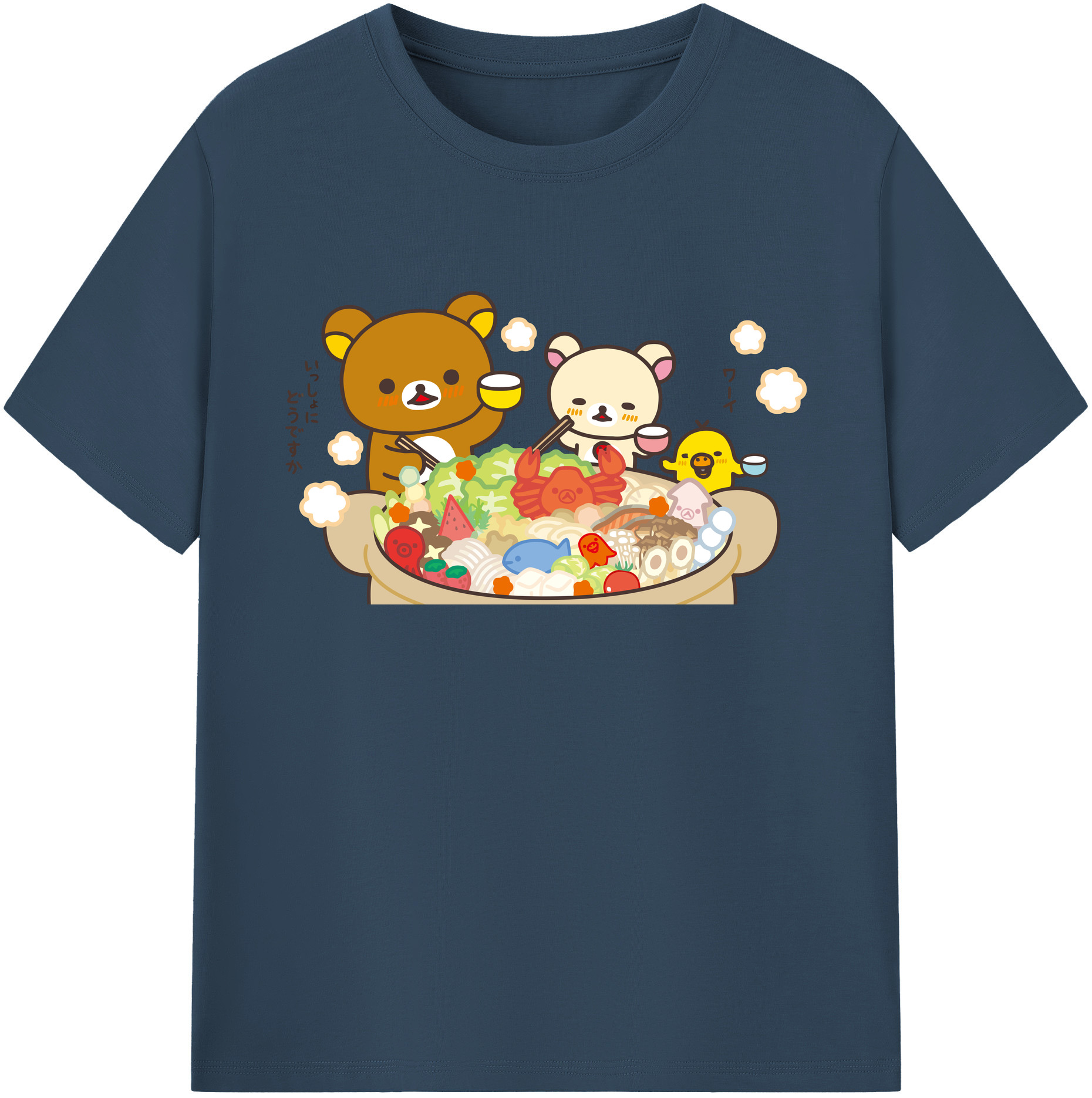 （画像用） リラックマ リラックマ キイロイトリ Rilakkuma Korilakkuma Kiiroitori 綿100％ メンズ半袖Tシャツ｜肌触りやわらか＆通気性