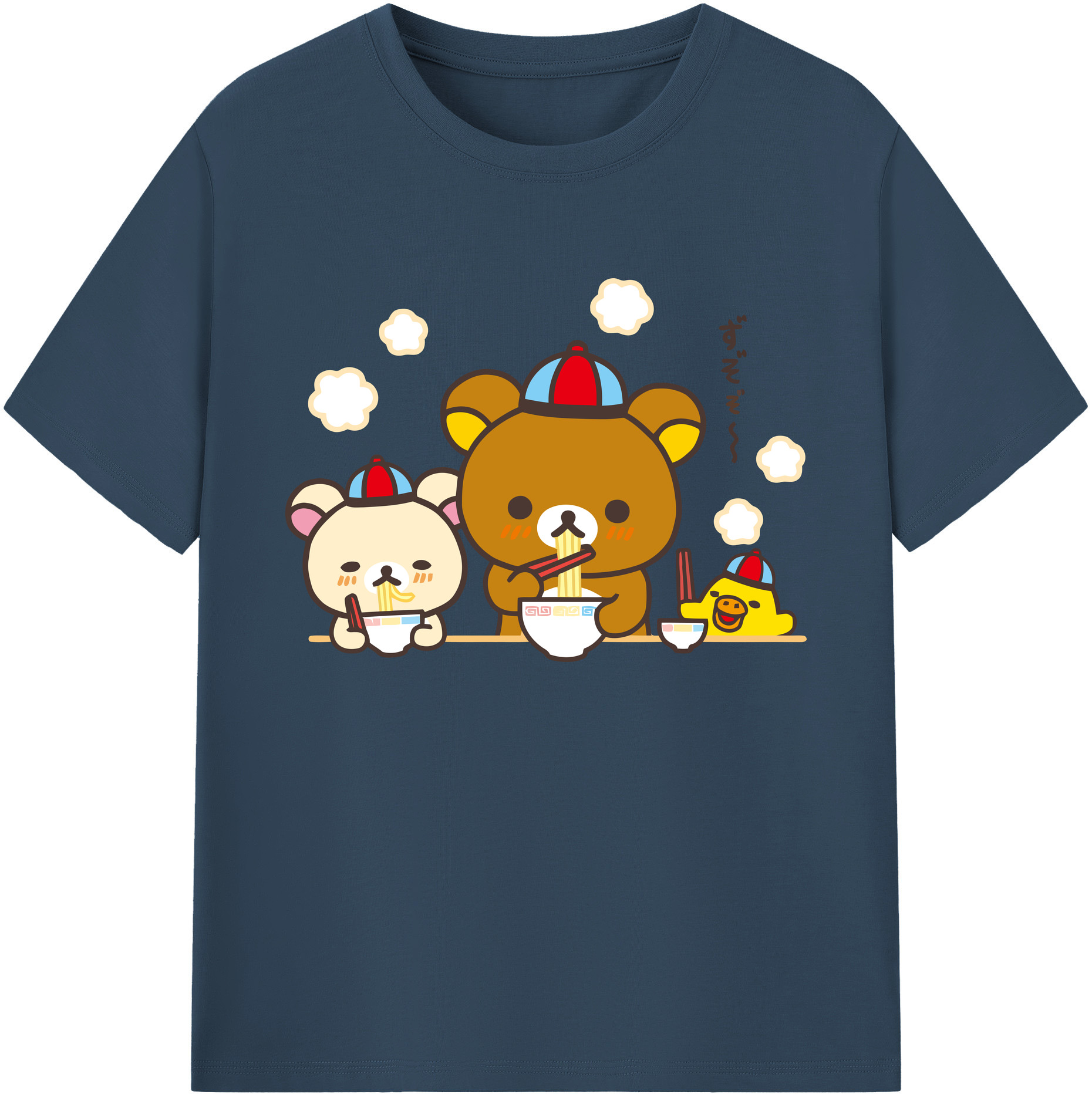 （画像用） リラックマ リラックマ キイロイトリ Rilakkuma Korilakkuma Kiiroitori 綿100％ メンズ半袖Tシャツ｜肌触りやわらか＆通気性