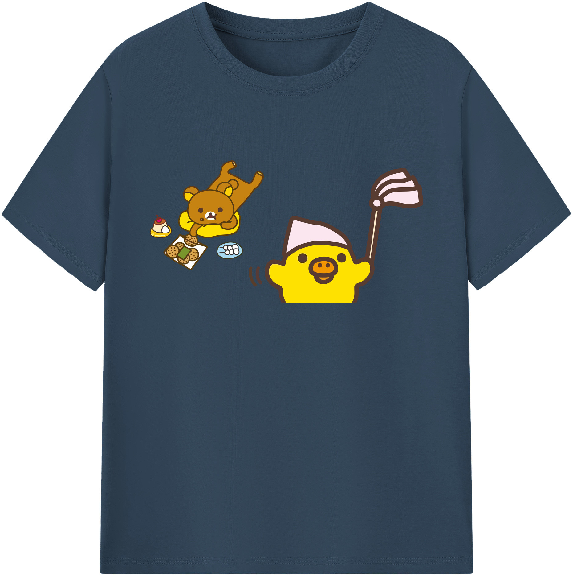 （画像用） リラックマ リラックマ キイロイトリ Rilakkuma Korilakkuma Kiiroitori 綿100％ メンズ半袖Tシャツ｜肌触りやわらか＆通気性