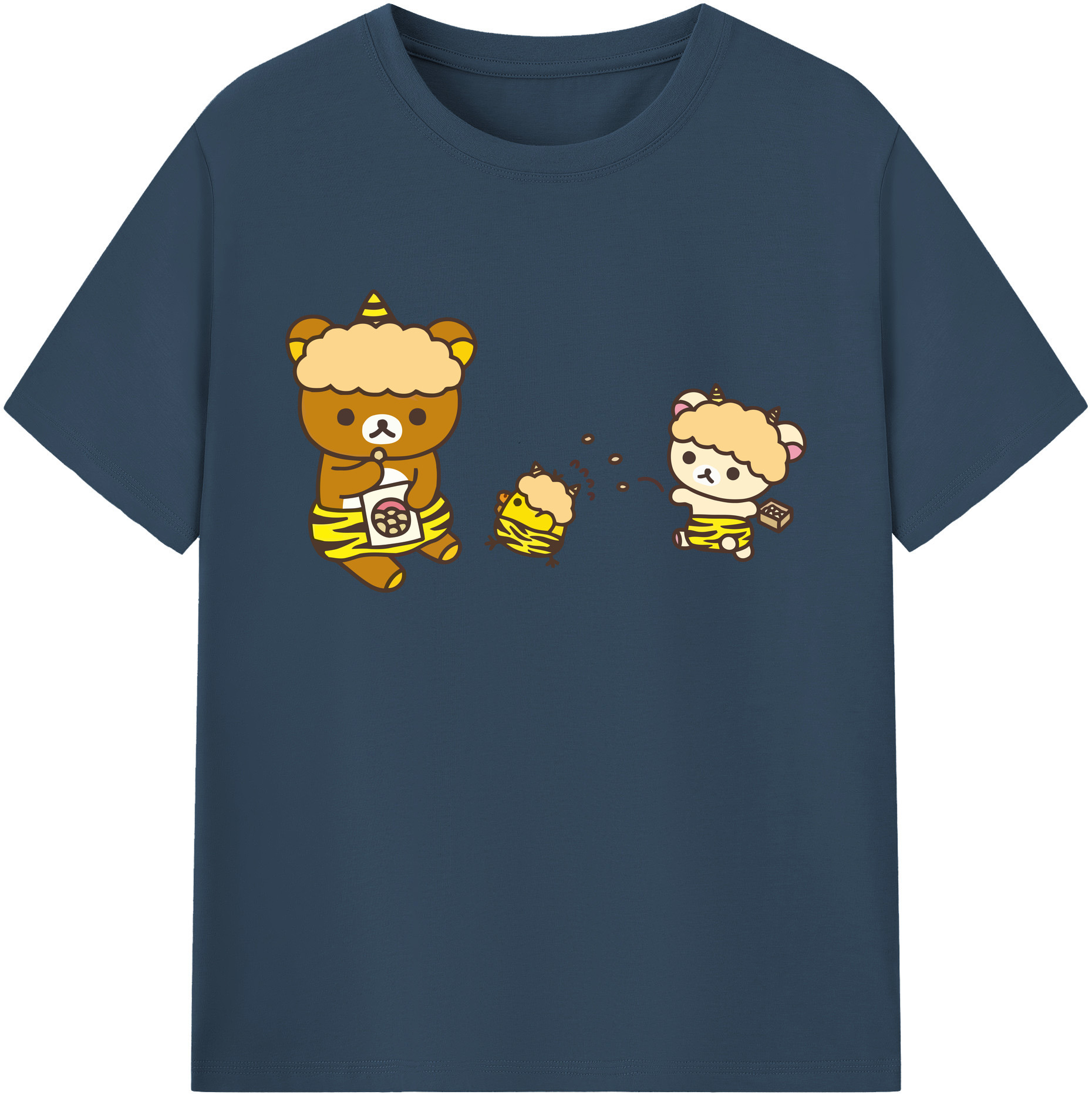 （画像用） リラックマ リラックマ キイロイトリ Rilakkuma Korilakkuma Kiiroitori 綿100％ メンズ半袖Tシャツ｜肌触りやわらか＆通気性