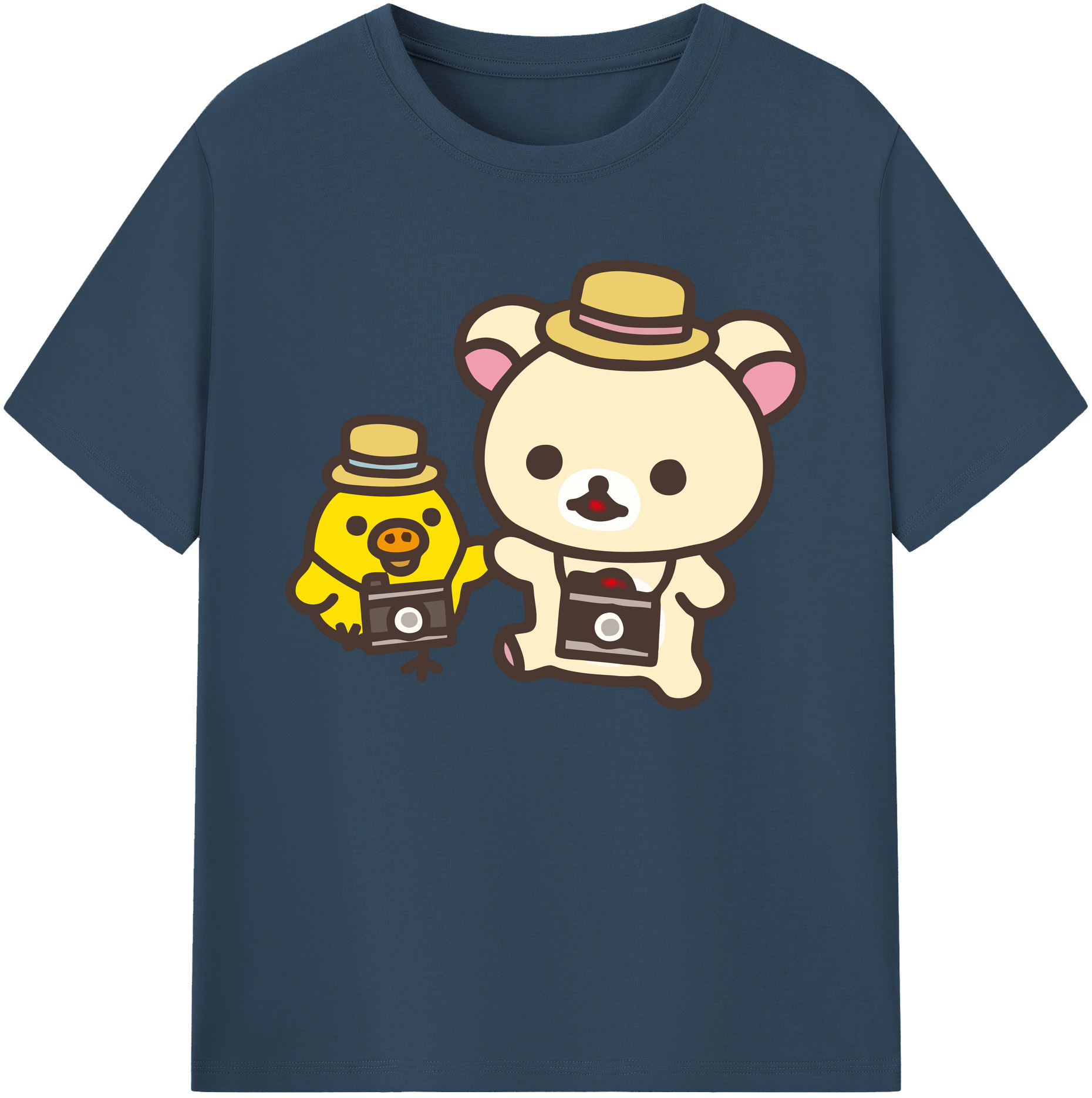 （画像用） リラックマ リラックマ キイロイトリ Rilakkuma Korilakkuma Kiiroitori 綿100％ メンズ半袖Tシャツ｜肌触りやわらか＆通気性
