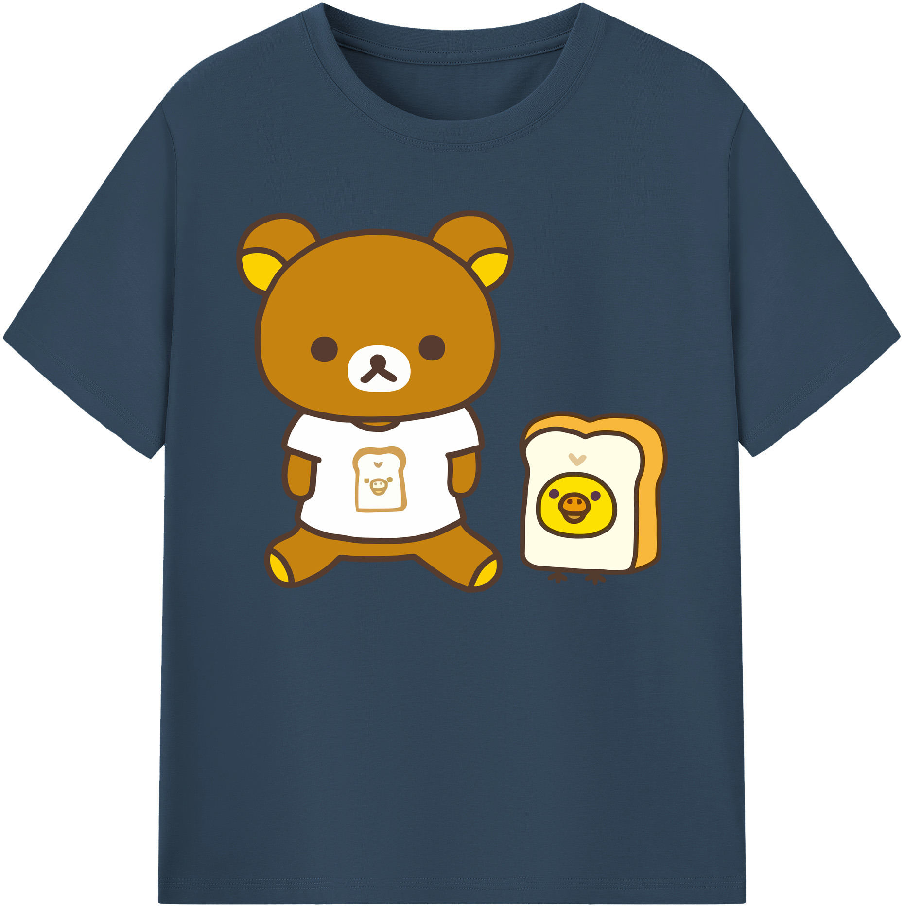 （画像用） リラックマ リラックマ キイロイトリ Rilakkuma Korilakkuma Kiiroitori 綿100％ メンズ半袖Tシャツ｜肌触りやわらか＆通気性