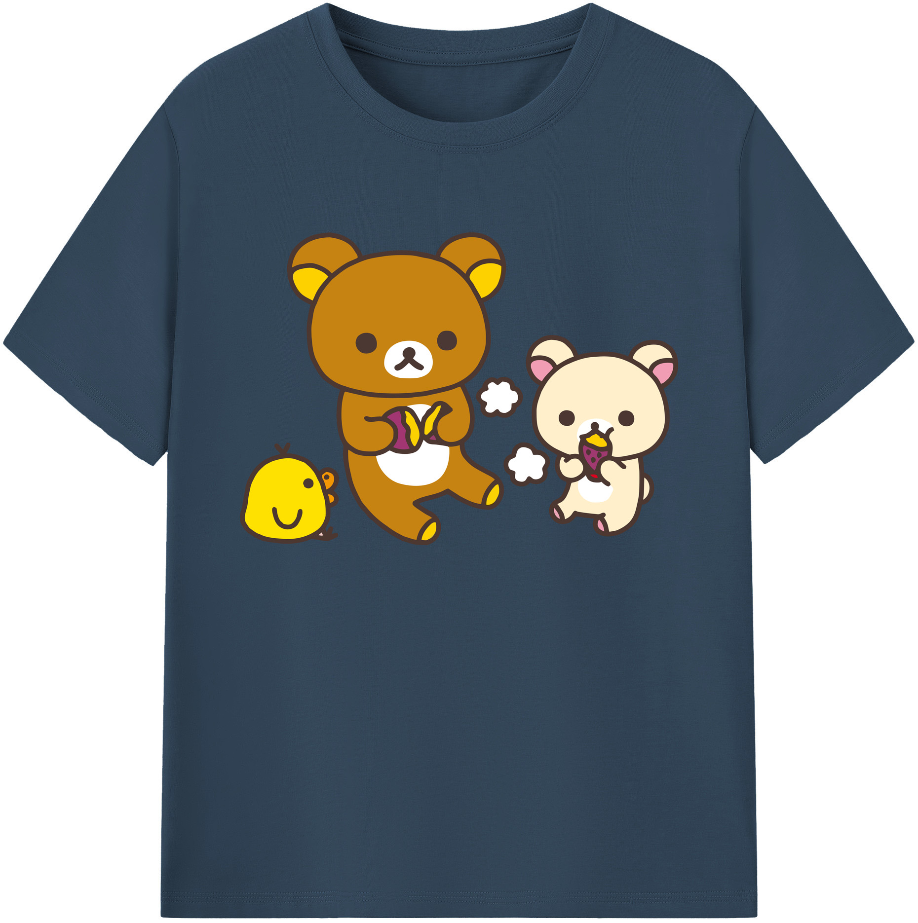 （画像用） リラックマ リラックマ キイロイトリ Rilakkuma Korilakkuma Kiiroitori 綿100％ メンズ半袖Tシャツ｜肌触りやわらか＆通気性