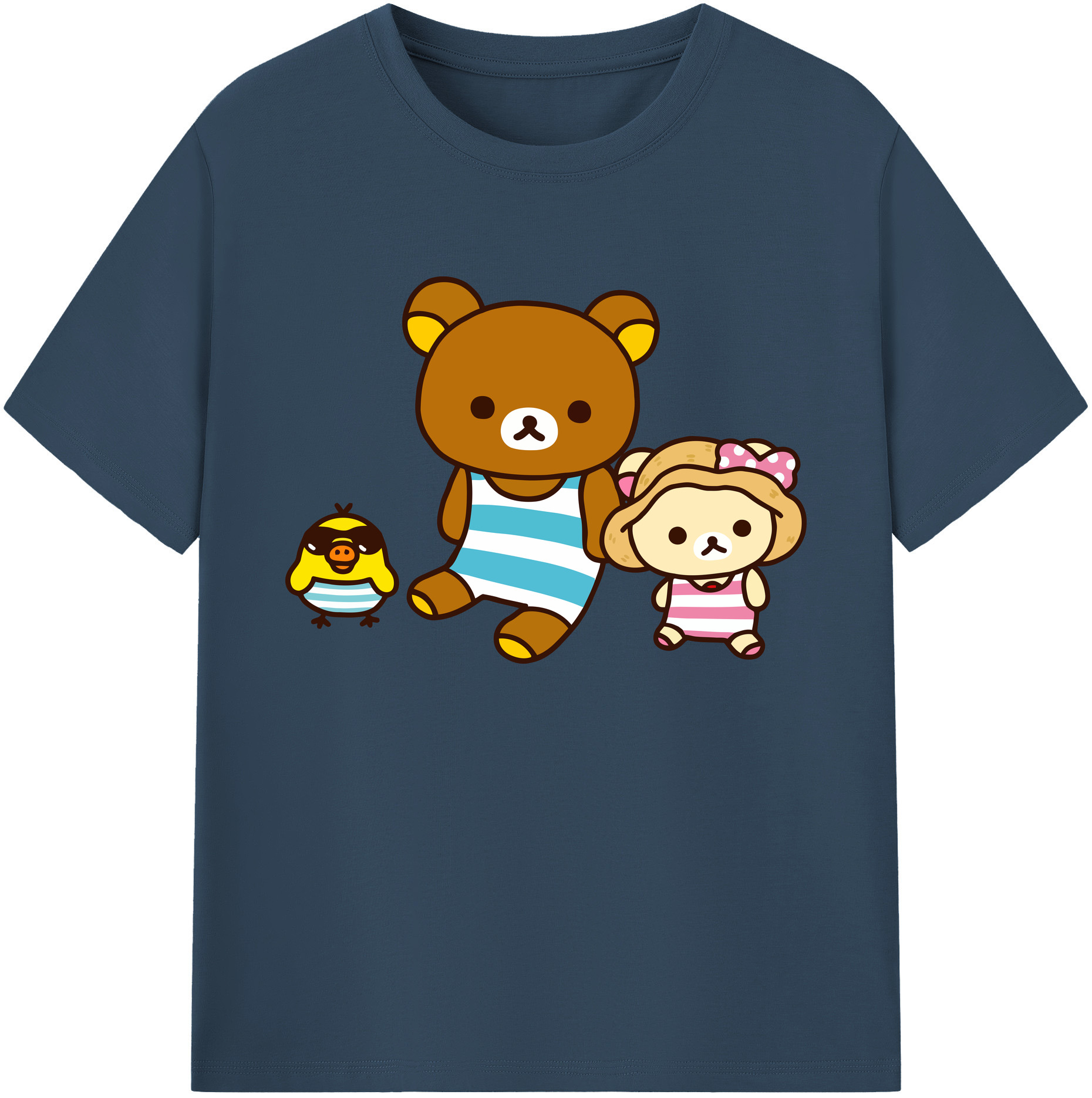 （画像用） リラックマ リラックマ キイロイトリ Rilakkuma Korilakkuma Kiiroitori 綿100％ メンズ半袖Tシャツ｜肌触りやわらか＆通気性
