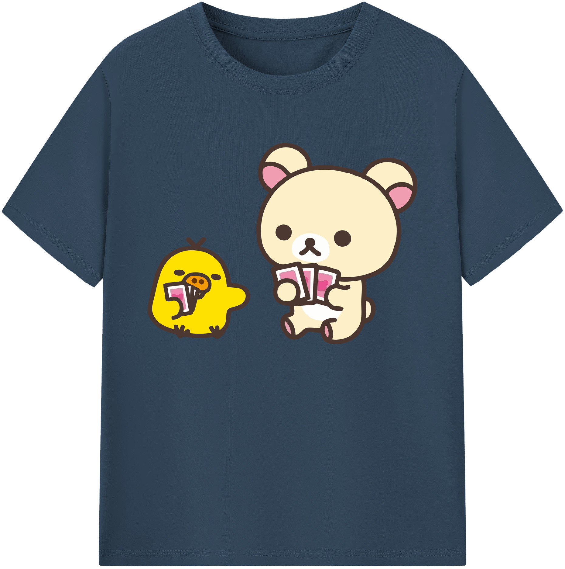 （画像用） リラックマ リラックマ キイロイトリ Rilakkuma Korilakkuma Kiiroitori 綿100％ メンズ半袖Tシャツ｜肌触りやわらか＆通気性