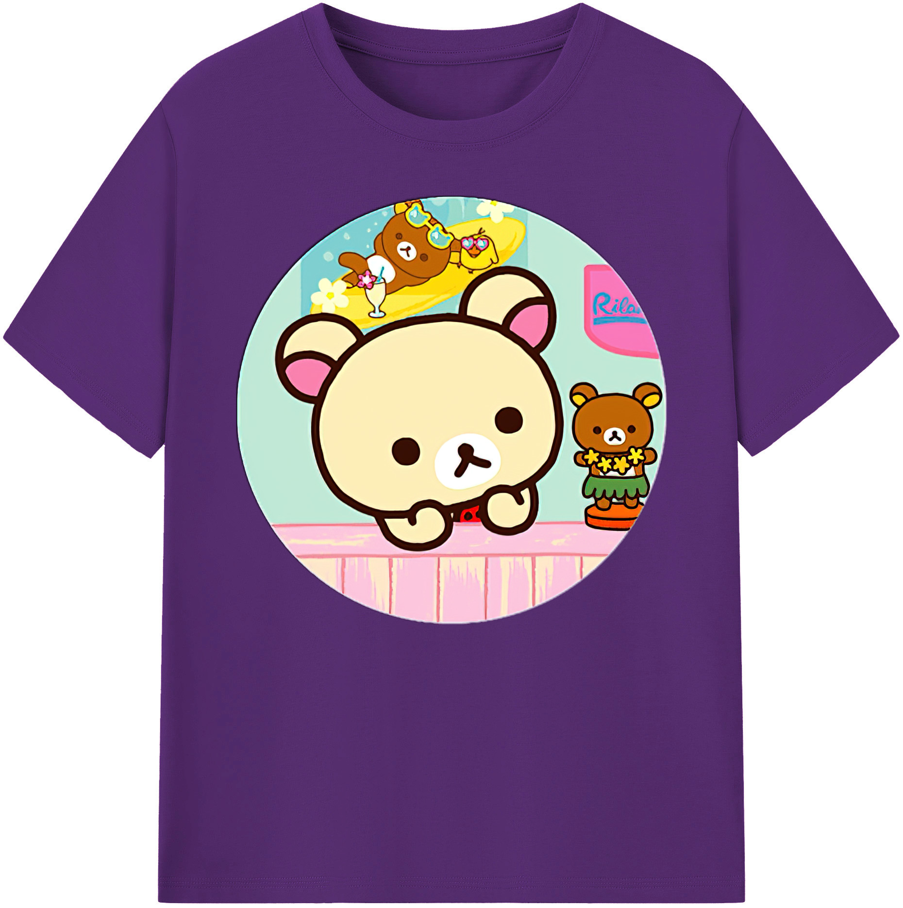（画像用） リラックマ リラックマ キイロイトリ Rilakkuma Korilakkuma Kiiroitori 綿100％ メンズ半袖Tシャツ｜肌触りやわらか＆通気性