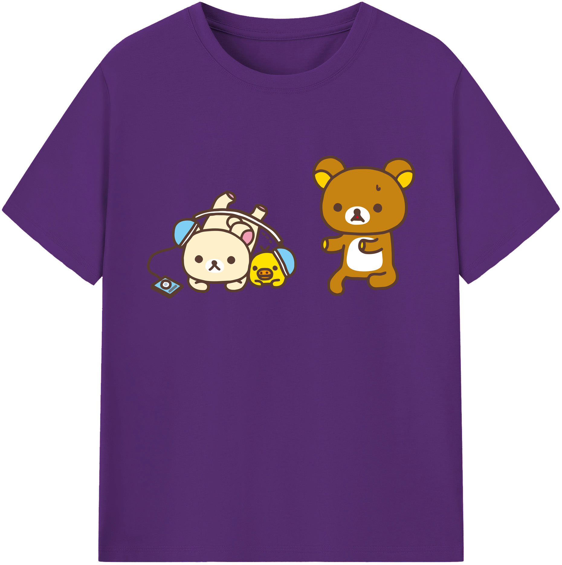 （画像用） リラックマ リラックマ キイロイトリ Rilakkuma Korilakkuma Kiiroitori 綿100％ メンズ半袖Tシャツ｜肌触りやわらか＆通気性