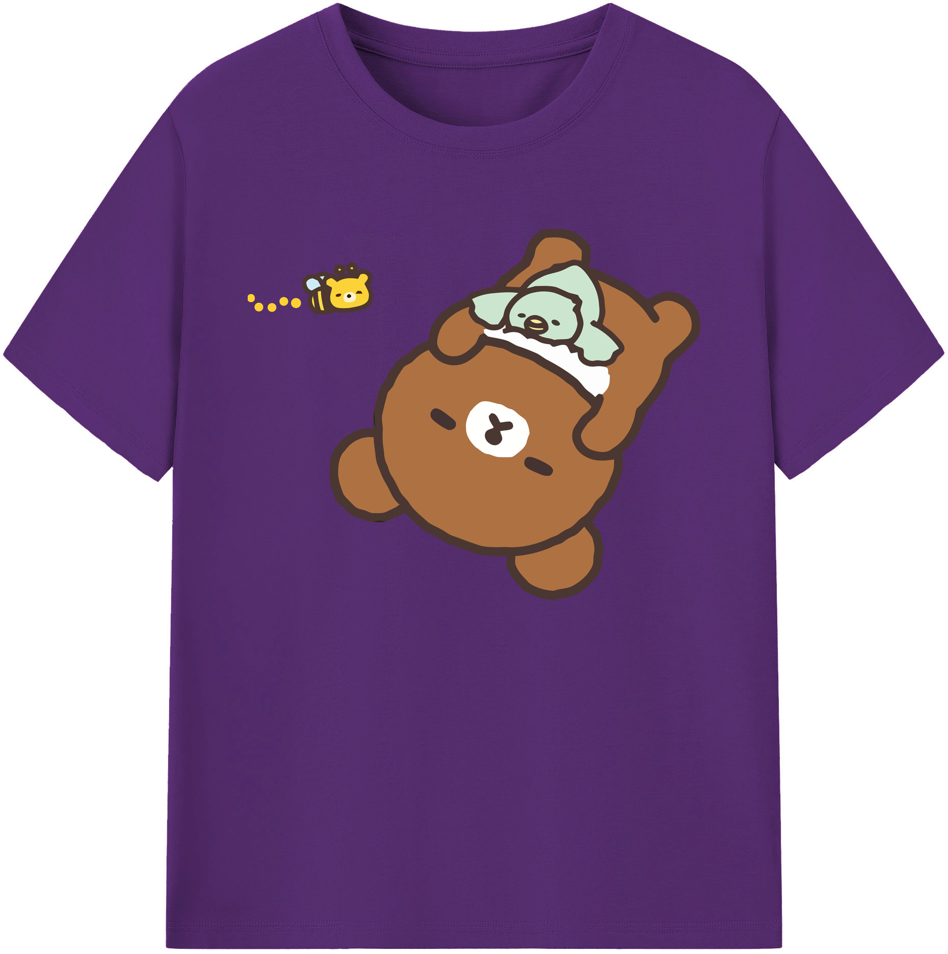 （画像用） リラックマ リラックマ キイロイトリ Rilakkuma Korilakkuma Kiiroitori 綿100％ メンズ半袖Tシャツ｜肌触りやわらか＆通気性