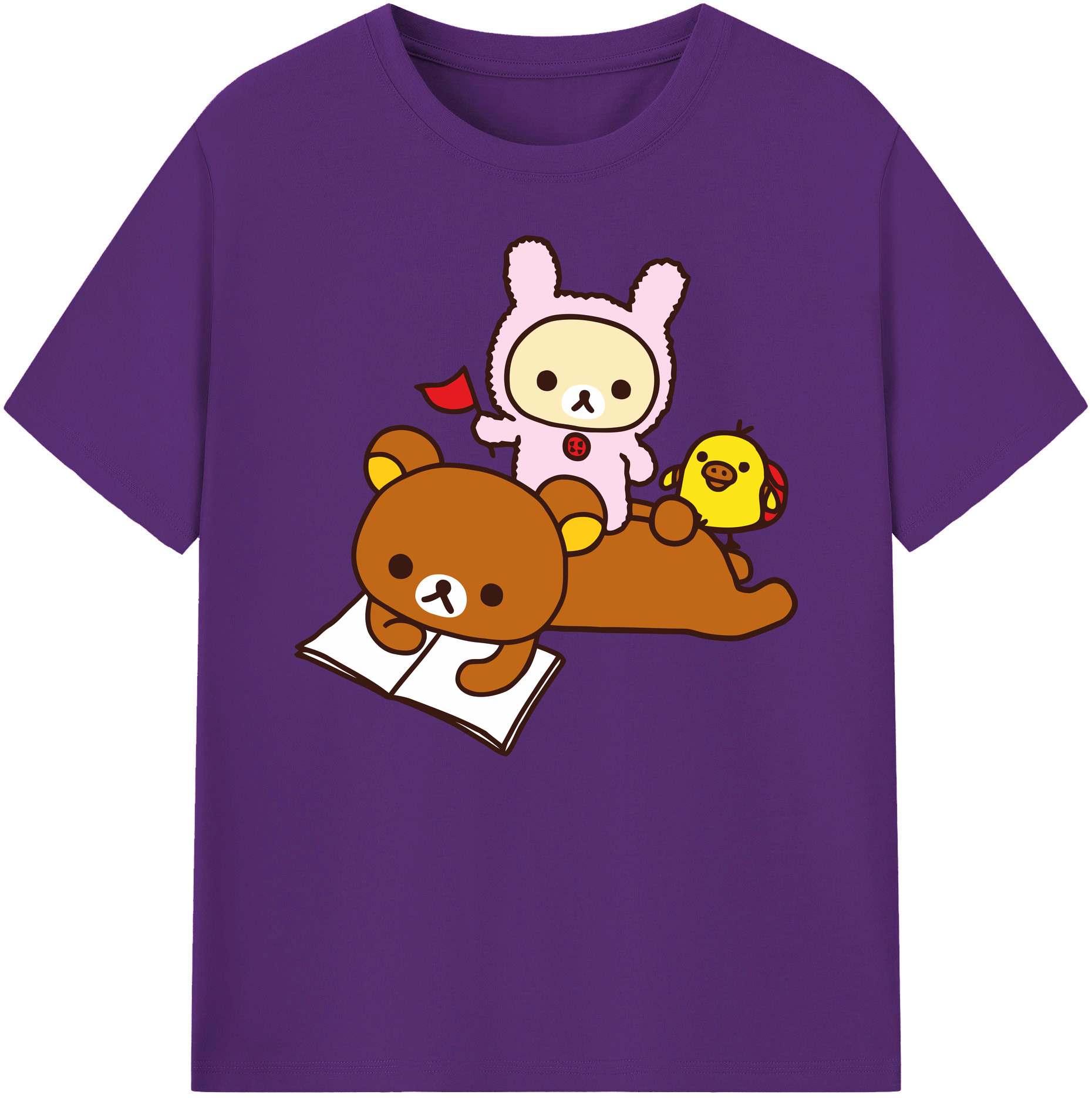 （画像用） リラックマ リラックマ キイロイトリ Rilakkuma Korilakkuma Kiiroitori 綿100％ メンズ半袖Tシャツ｜肌触りやわらか＆通気性