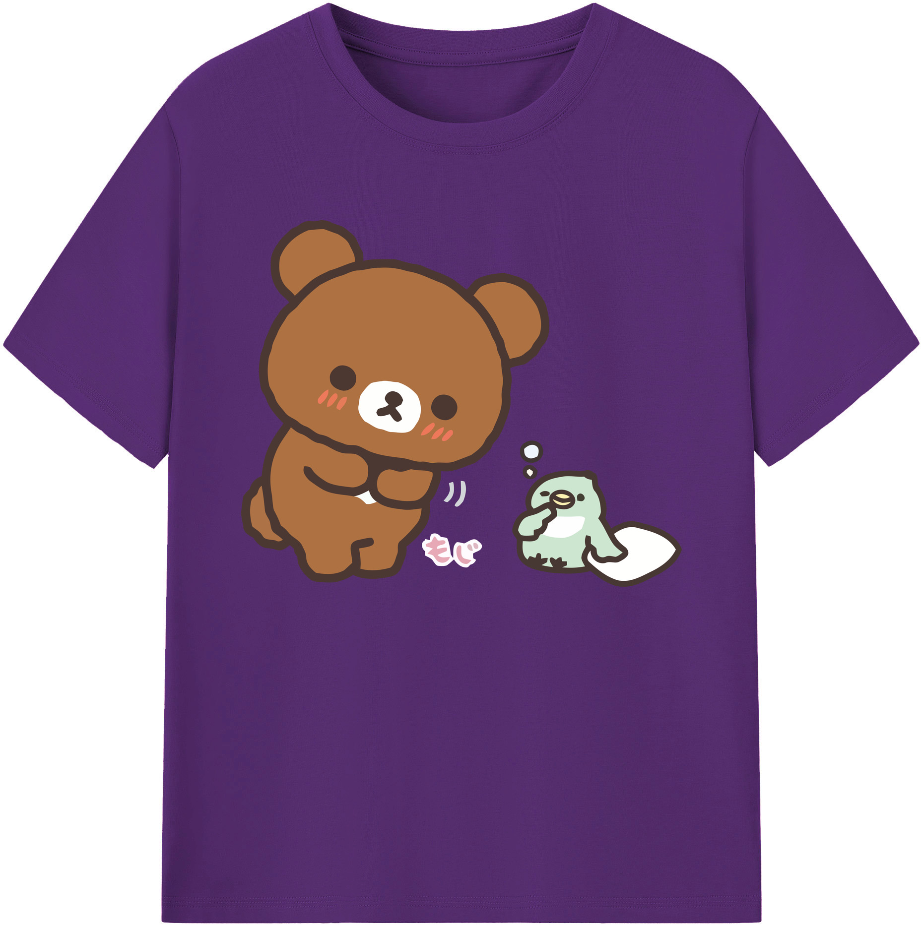 （画像用） リラックマ リラックマ キイロイトリ Rilakkuma Korilakkuma Kiiroitori 綿100％ メンズ半袖Tシャツ｜肌触りやわらか＆通気性