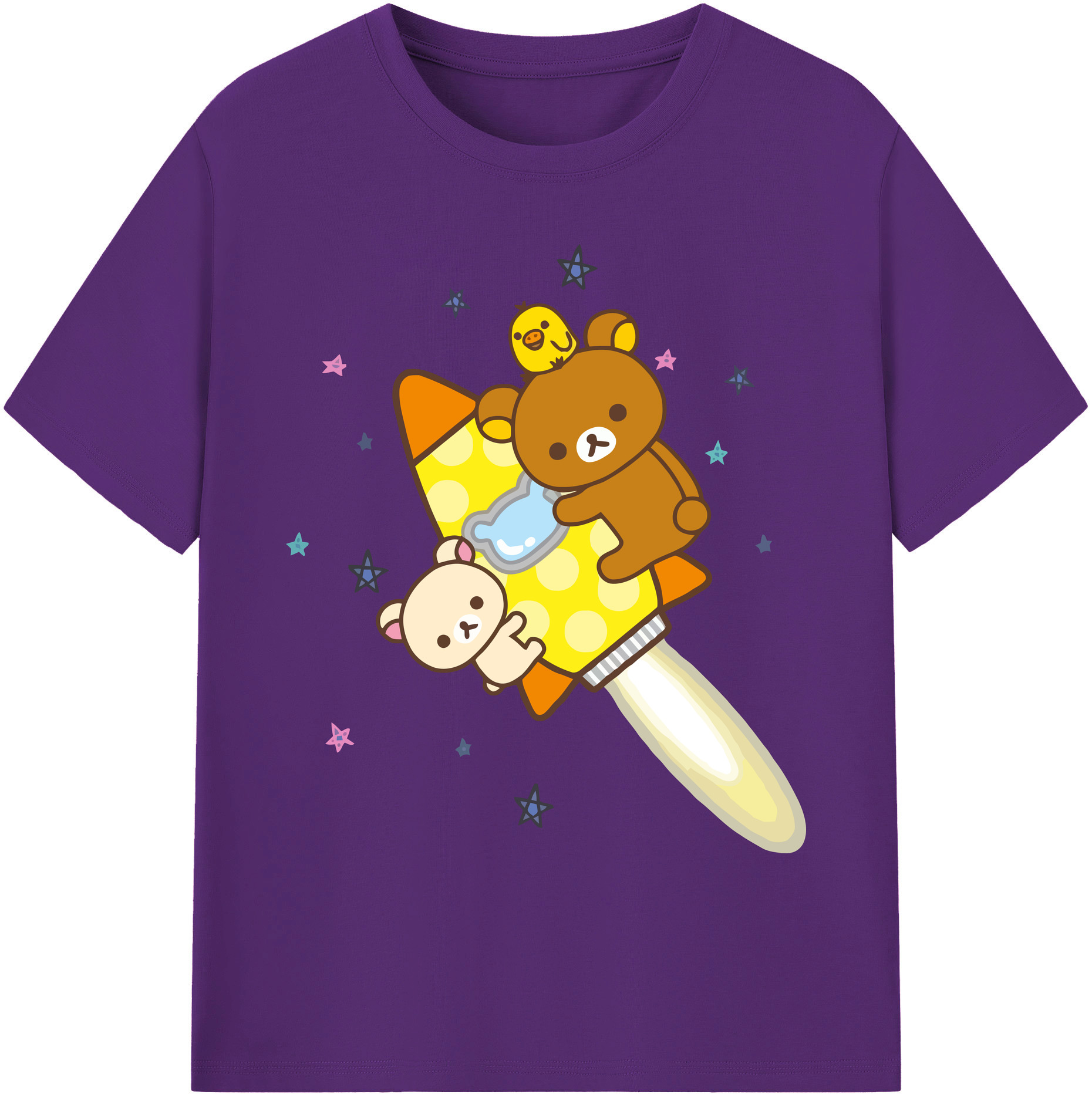 （画像用） リラックマ リラックマ キイロイトリ Rilakkuma Korilakkuma Kiiroitori 綿100％ メンズ半袖Tシャツ｜肌触りやわらか＆通気性