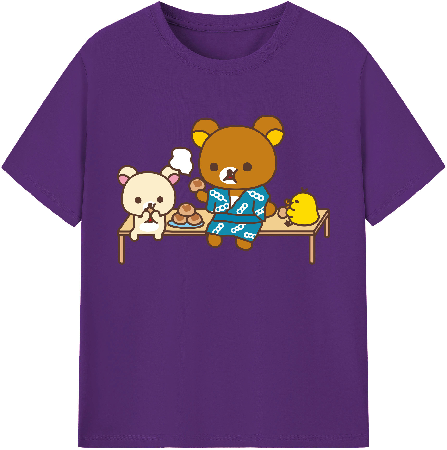 （画像用） リラックマ リラックマ キイロイトリ Rilakkuma Korilakkuma Kiiroitori 綿100％ メンズ半袖Tシャツ｜肌触りやわらか＆通気性