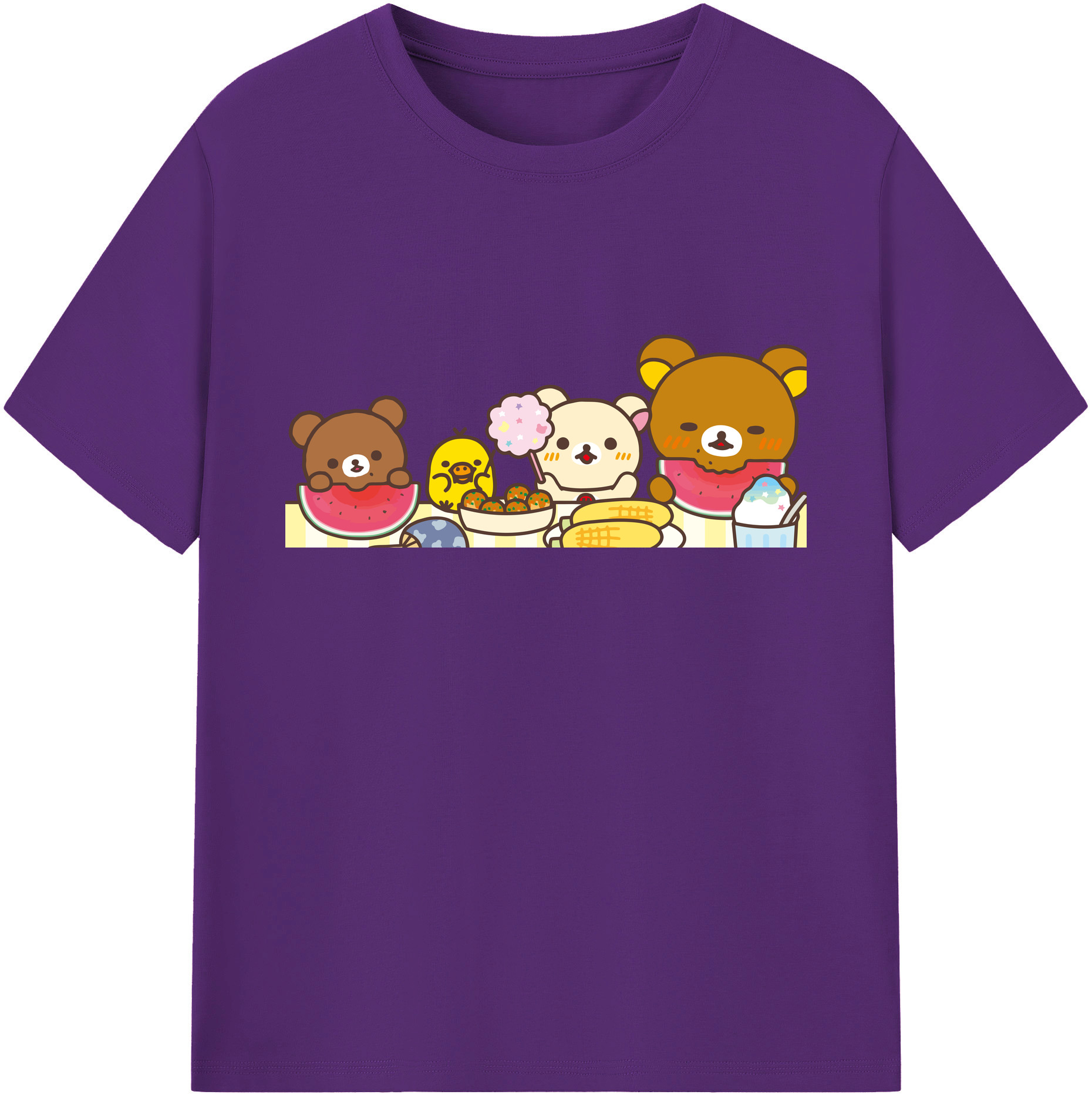 （画像用） リラックマ リラックマ キイロイトリ Rilakkuma Korilakkuma Kiiroitori 綿100％ メンズ半袖Tシャツ｜肌触りやわらか＆通気性