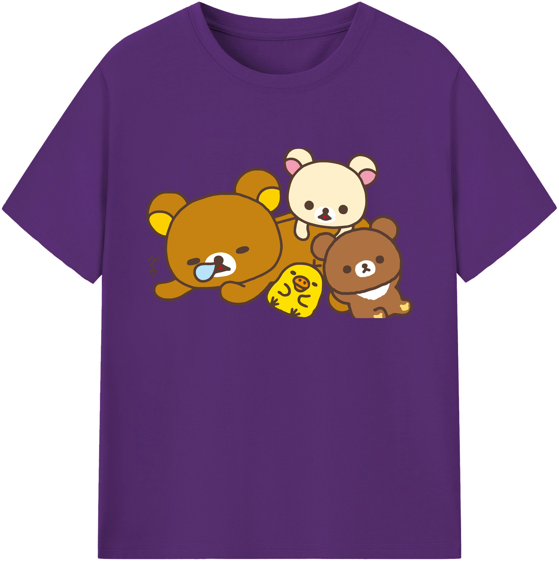 （画像用） リラックマ リラックマ キイロイトリ Rilakkuma Korilakkuma Kiiroitori 綿100％ メンズ半袖Tシャツ｜肌触りやわらか＆通気性