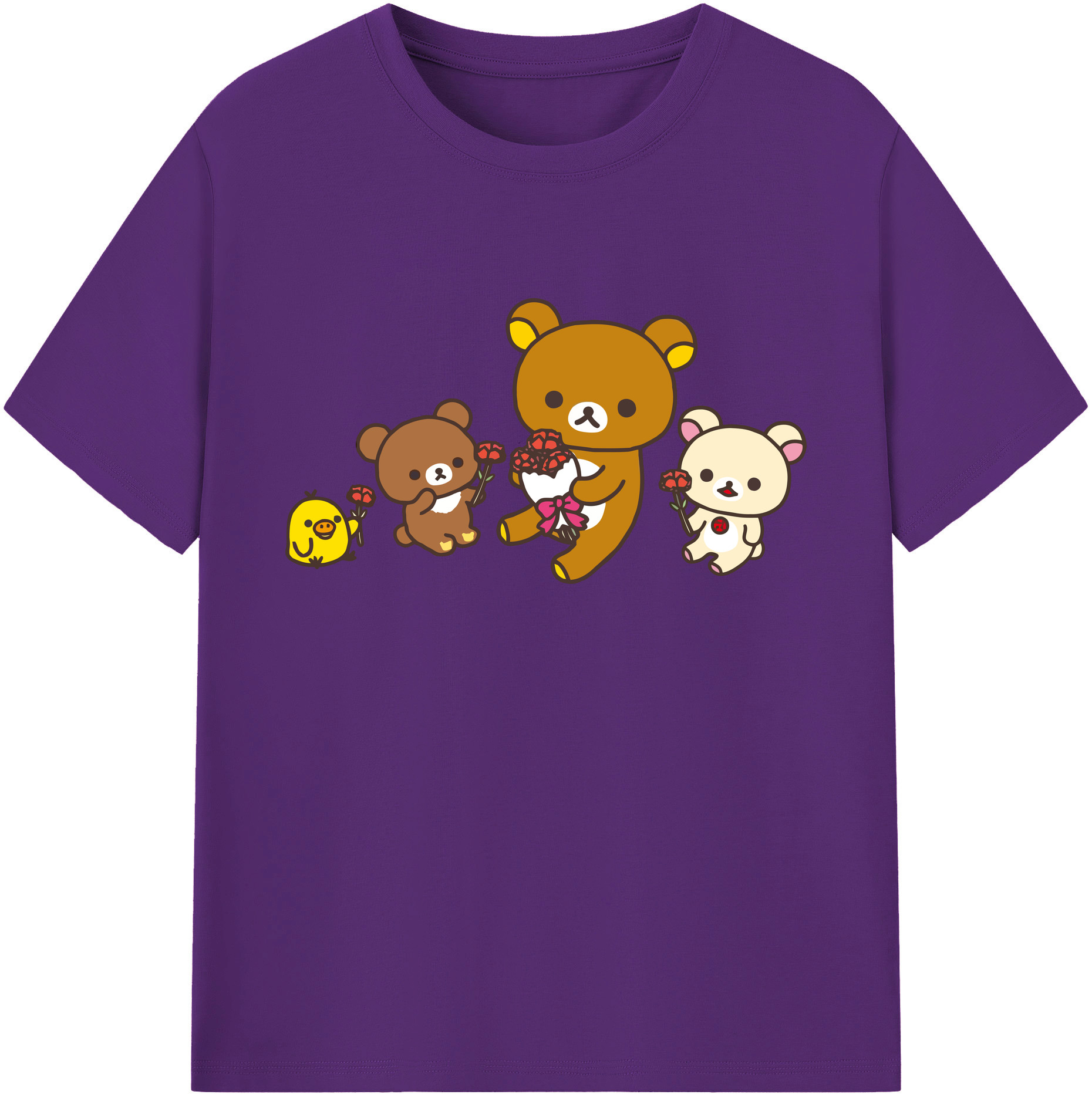 （画像用） リラックマ リラックマ キイロイトリ Rilakkuma Korilakkuma Kiiroitori 綿100％ メンズ半袖Tシャツ｜肌触りやわらか＆通気性