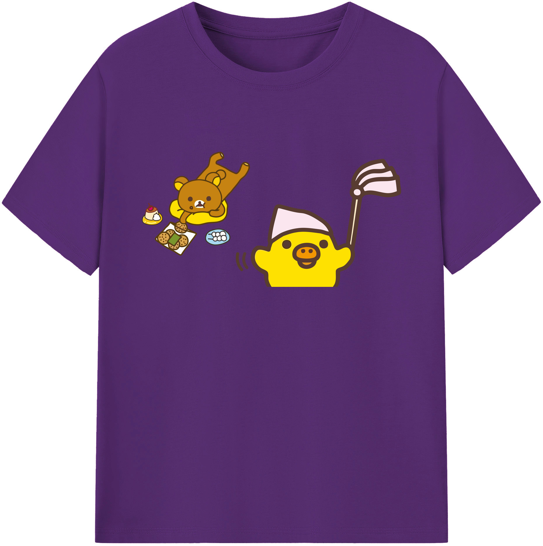 （画像用） リラックマ リラックマ キイロイトリ Rilakkuma Korilakkuma Kiiroitori 綿100％ メンズ半袖Tシャツ｜肌触りやわらか＆通気性