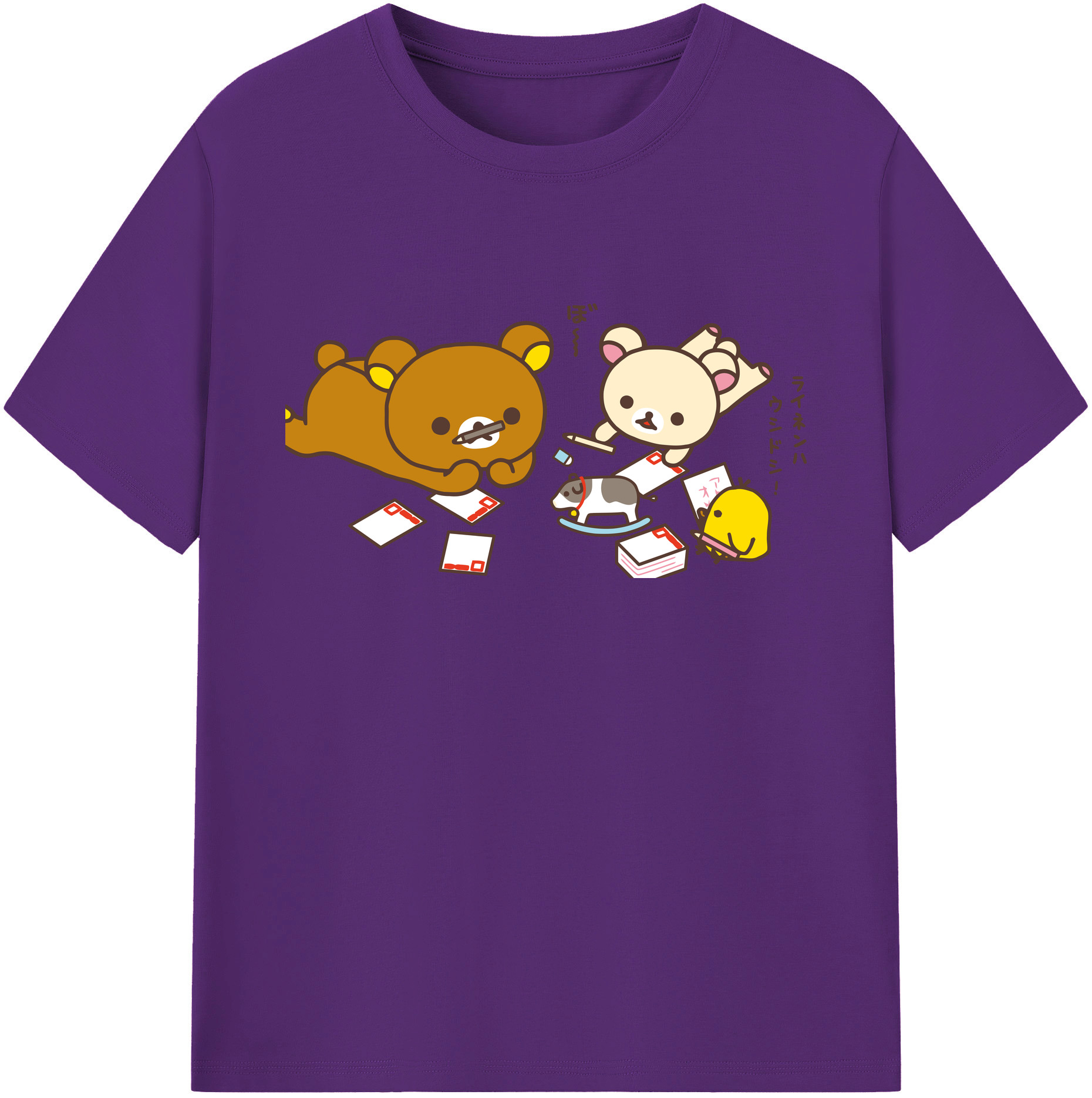 （画像用） リラックマ リラックマ キイロイトリ Rilakkuma Korilakkuma Kiiroitori 綿100％ メンズ半袖Tシャツ｜肌触りやわらか＆通気性