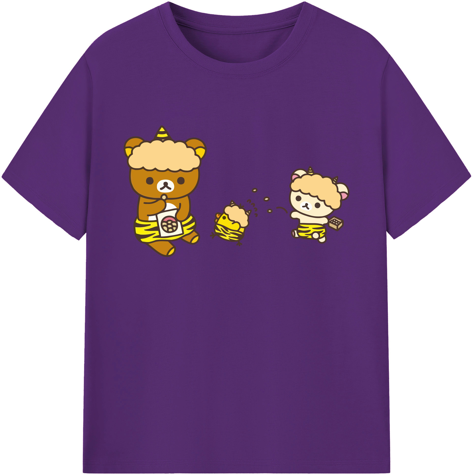 （画像用） リラックマ リラックマ キイロイトリ Rilakkuma Korilakkuma Kiiroitori 綿100％ メンズ半袖Tシャツ｜肌触りやわらか＆通気性