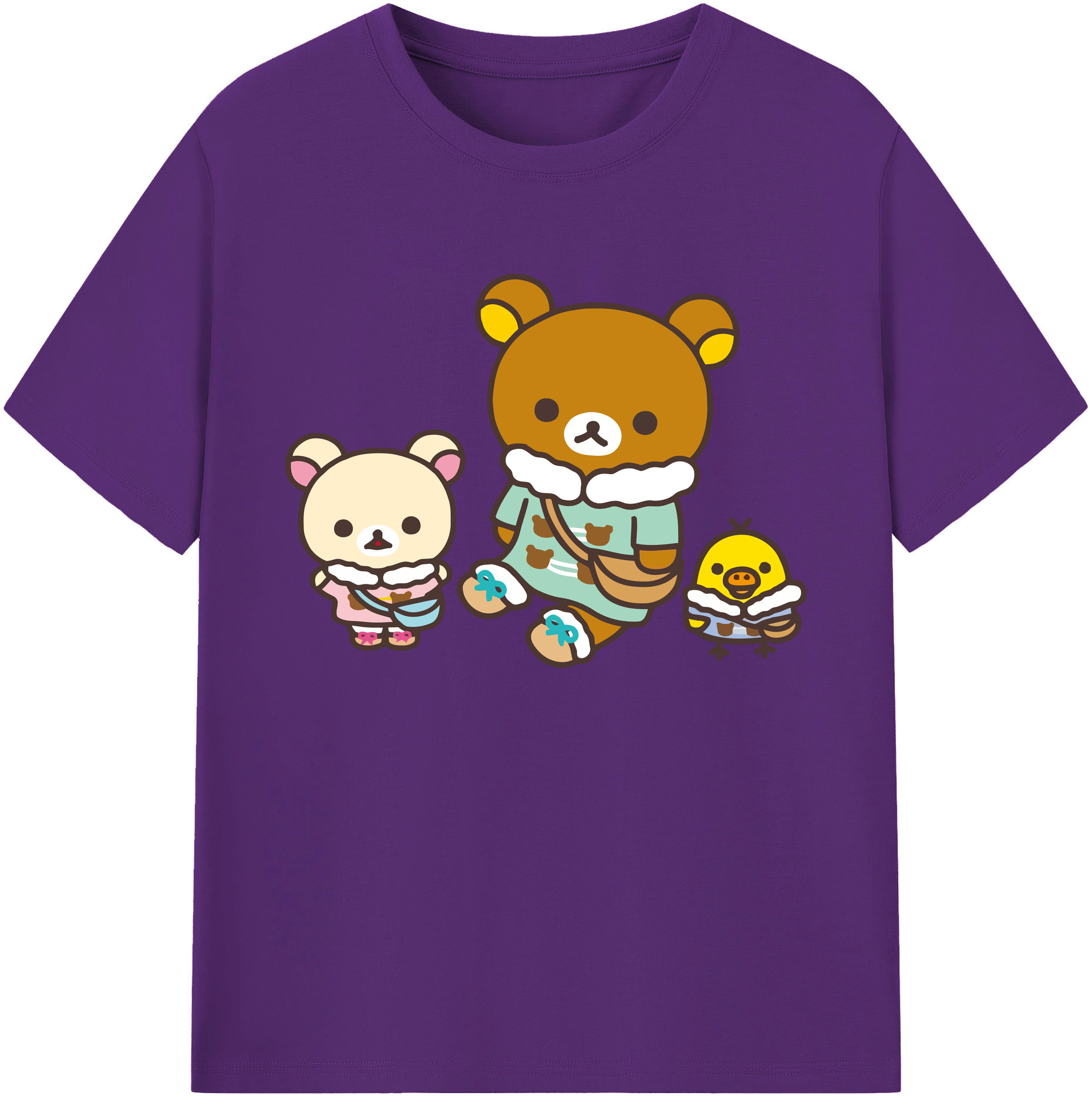 （画像用） リラックマ リラックマ キイロイトリ Rilakkuma Korilakkuma Kiiroitori 綿100％ メンズ半袖Tシャツ｜肌触りやわらか＆通気性