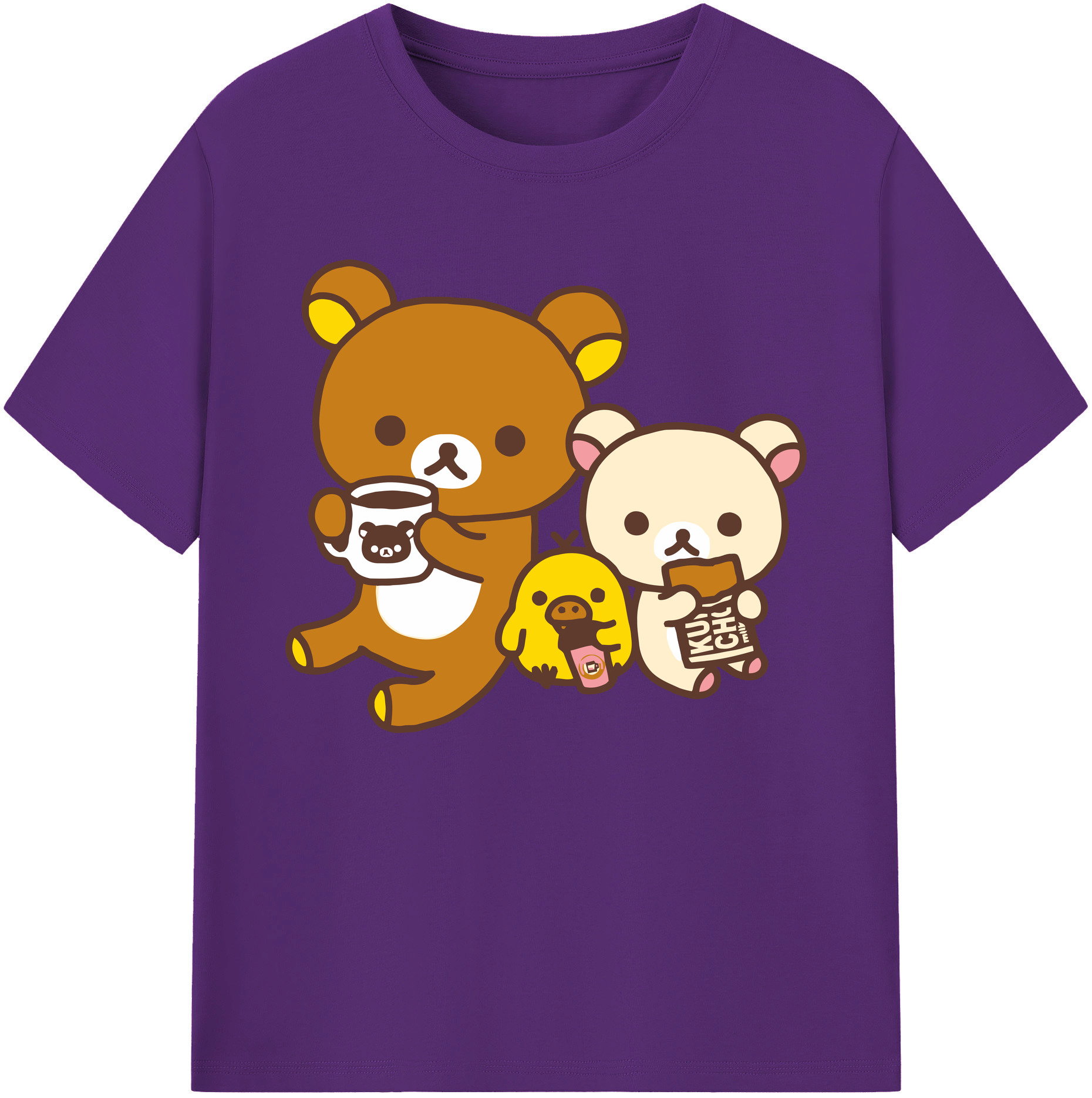 （画像用） リラックマ リラックマ キイロイトリ Rilakkuma Korilakkuma Kiiroitori 綿100％ メンズ半袖Tシャツ｜肌触りやわらか＆通気性