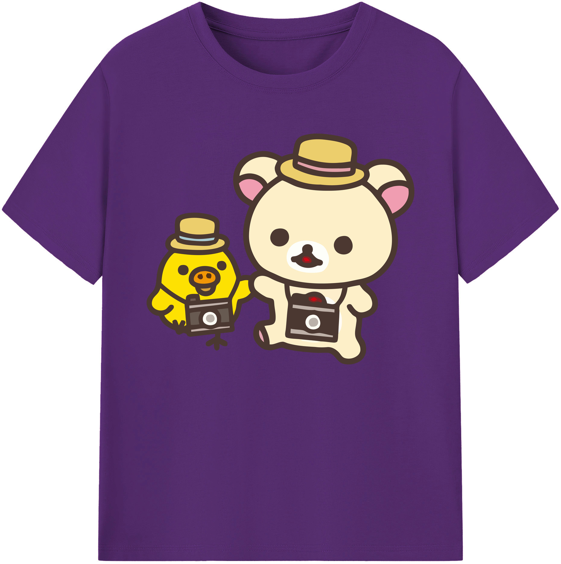 （画像用） リラックマ リラックマ キイロイトリ Rilakkuma Korilakkuma Kiiroitori 綿100％ メンズ半袖Tシャツ｜肌触りやわらか＆通気性
