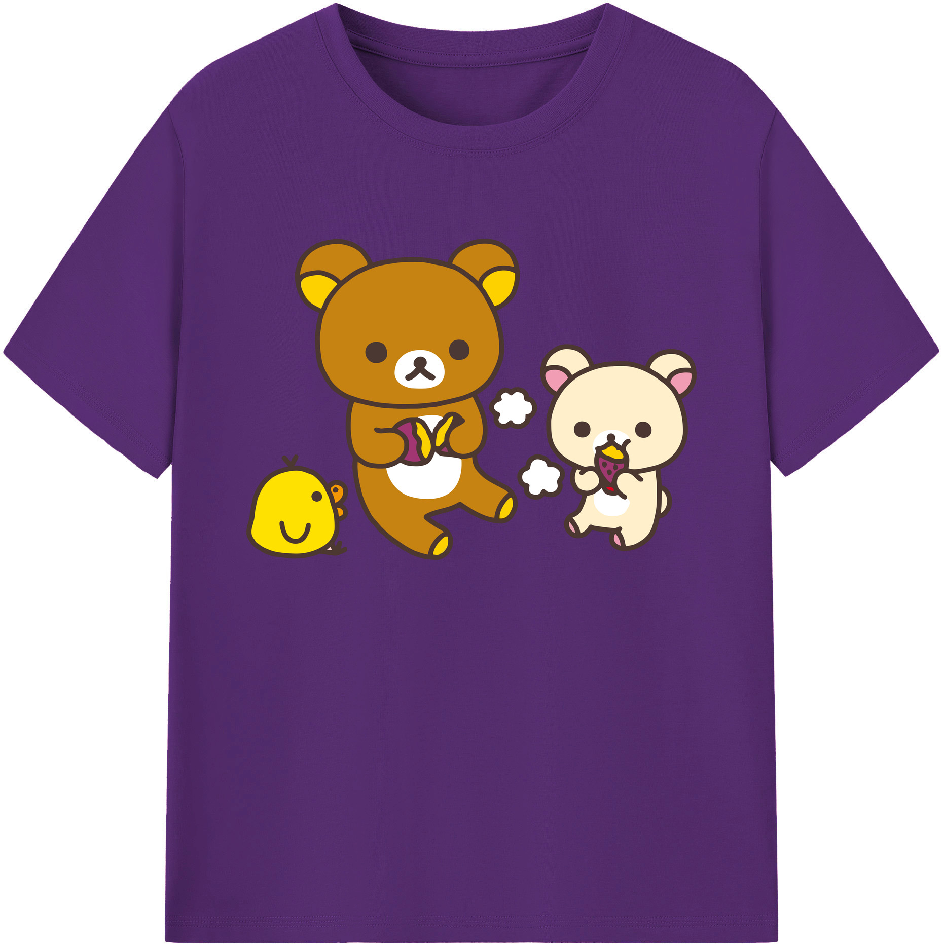 （画像用） リラックマ リラックマ キイロイトリ Rilakkuma Korilakkuma Kiiroitori 綿100％ メンズ半袖Tシャツ｜肌触りやわらか＆通気性