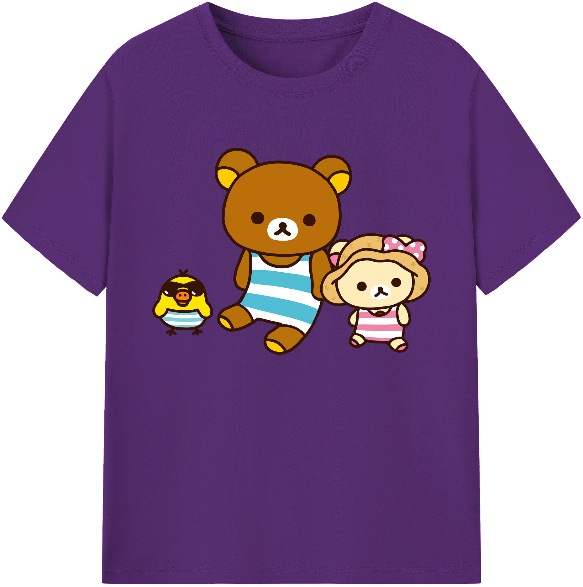 （画像用） リラックマ リラックマ キイロイトリ Rilakkuma Korilakkuma Kiiroitori 綿100％ メンズ半袖Tシャツ｜肌触りやわらか＆通気性