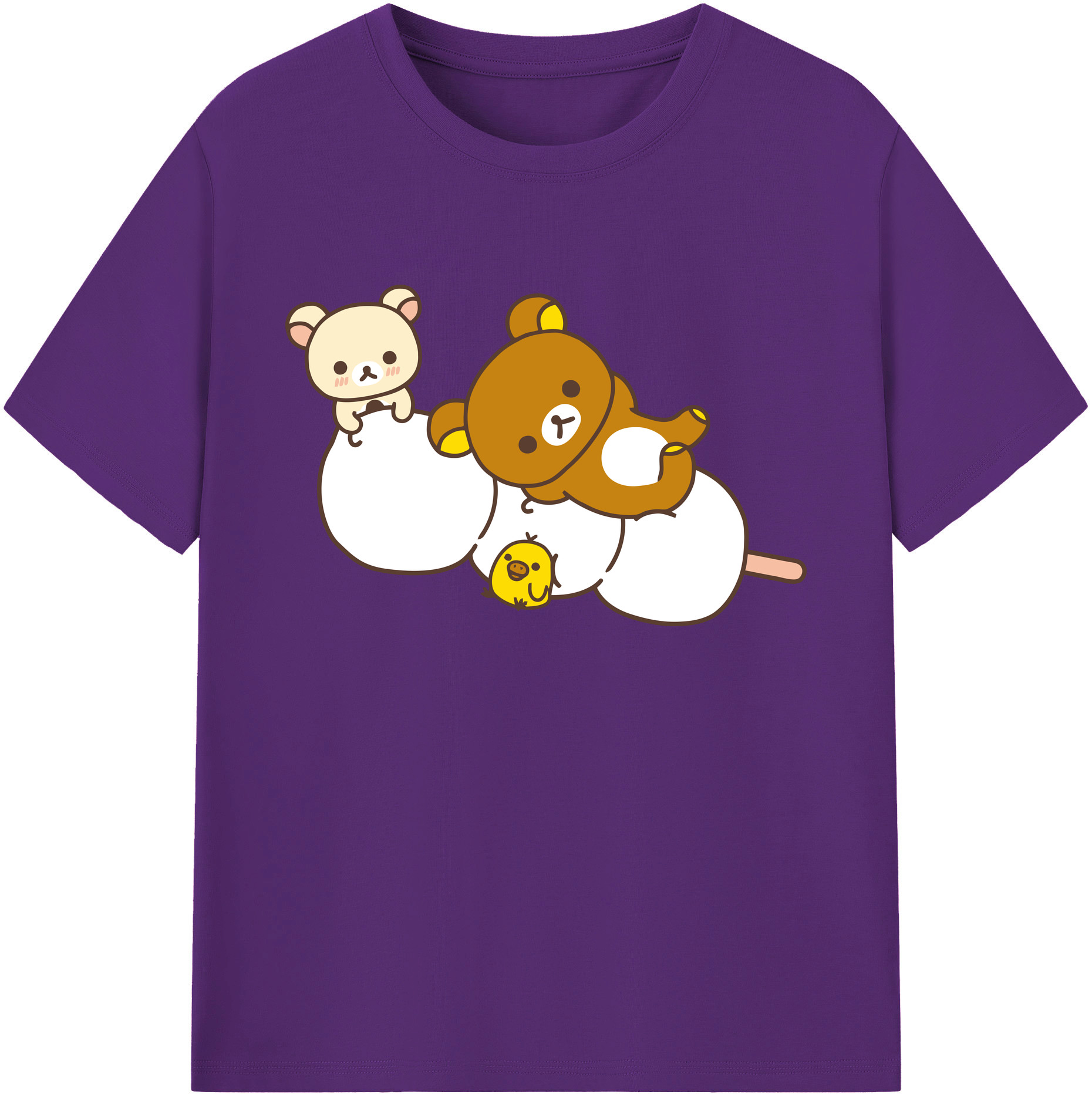 （画像用） リラックマ リラックマ キイロイトリ Rilakkuma Korilakkuma Kiiroitori 綿100％ メンズ半袖Tシャツ｜肌触りやわらか＆通気性