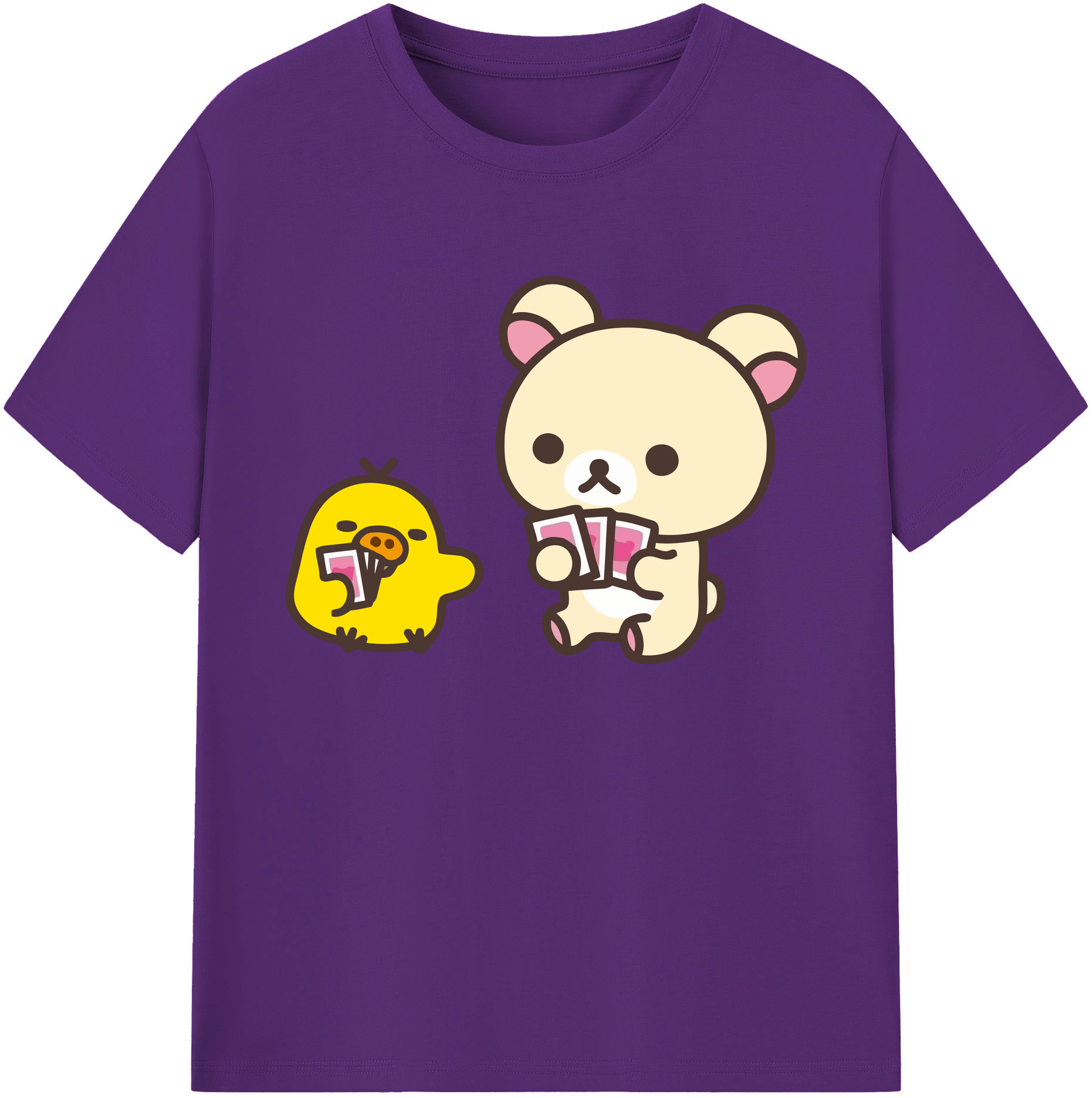 （画像用） リラックマ リラックマ キイロイトリ Rilakkuma Korilakkuma Kiiroitori 綿100％ メンズ半袖Tシャツ｜肌触りやわらか＆通気性