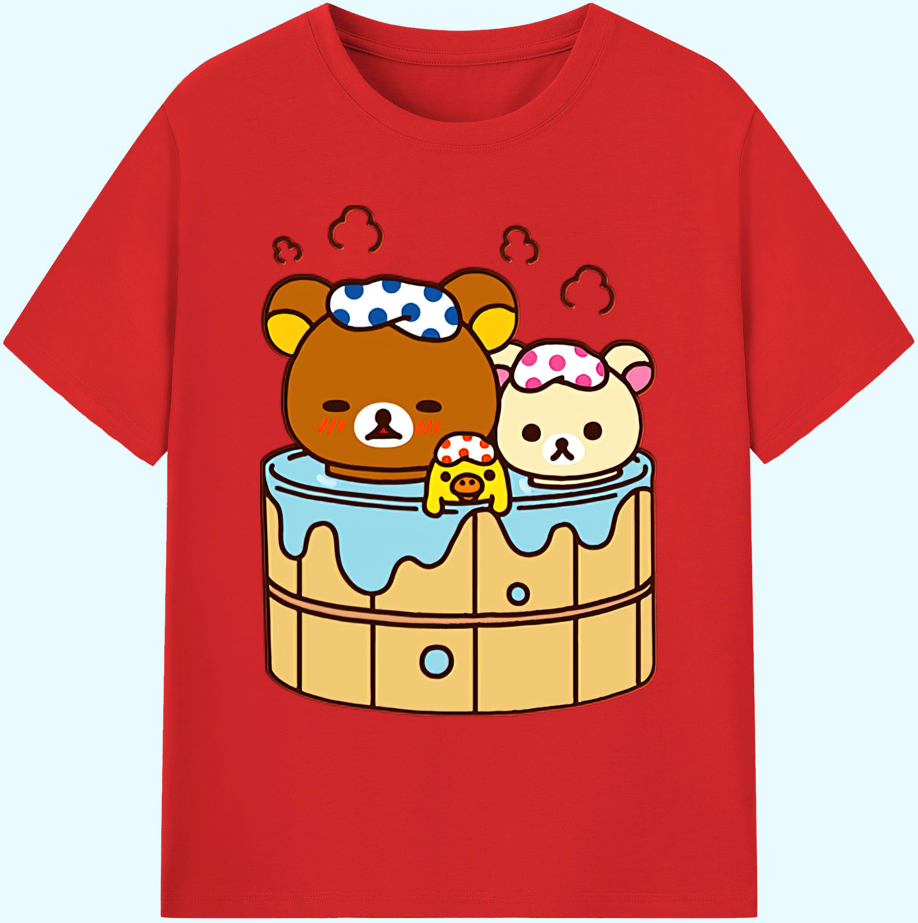 （画像用） リラックマ リラックマ キイロイトリ Rilakkuma Korilakkuma Kiiroitori 綿100％ メンズ半袖Tシャツ｜肌触りやわらか＆通気性